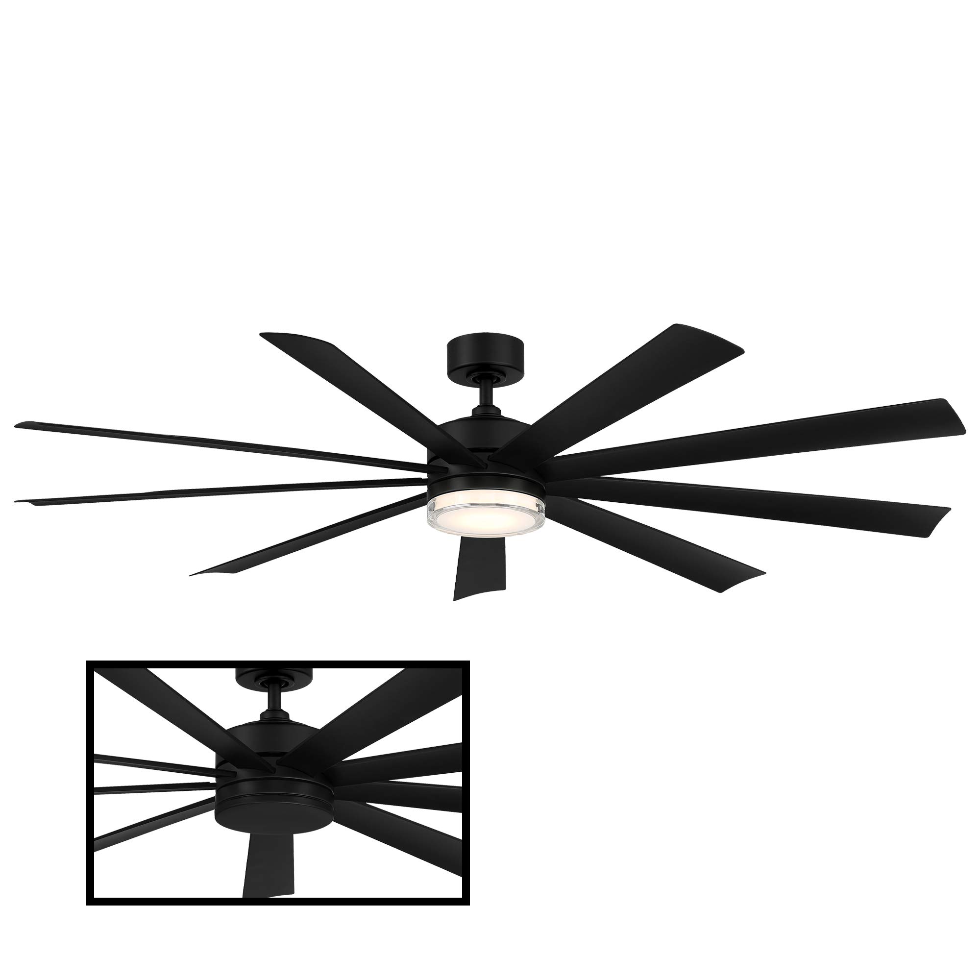 Wynd XL Smart 72-Inch Indoor/Outdoor Ceiling Fan with 9 Blades, 3000K LED Light Kit, Remote Control, Alexa & Google Assistant Compatible, iOS/Android App Integration – Perfect for Living Rooms, Patios, and Bedrooms