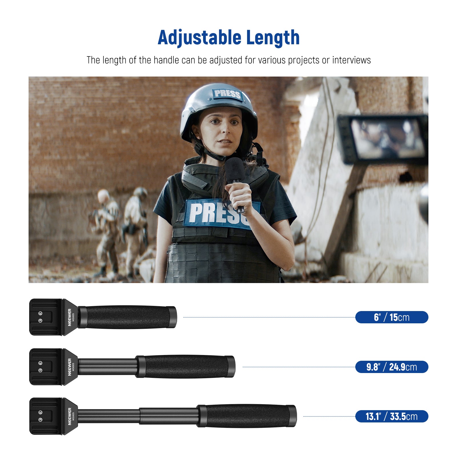 NEEWER MS005 13/33cm Telescopic Lavalier Microphone Handheld - Professional Clip-on Mic for Interviews, Vlogging & Live Streaming - Compatible with Smartphones, Cameras & Recorders