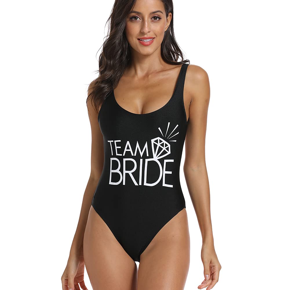 Bride and Bridesmaid Diamond Print One Piece Swimsuit with Padding - Perfect for Bachelorette Parties, Beach Weddings & Tropical Vacations