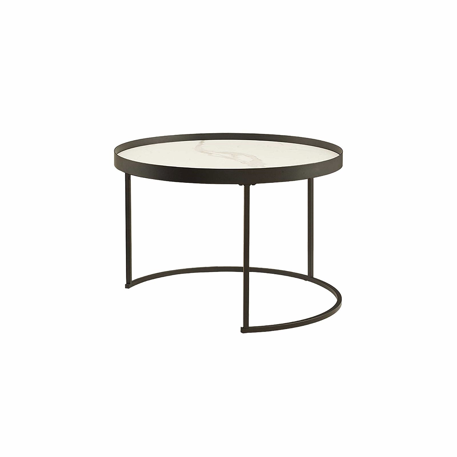 Modern Nested Coffee Table Set - White & Black Sintered Stone Top with Carbon Steel Metal Frame - Perfect for Living Room, Lounge & Office Spaces - by Criterion