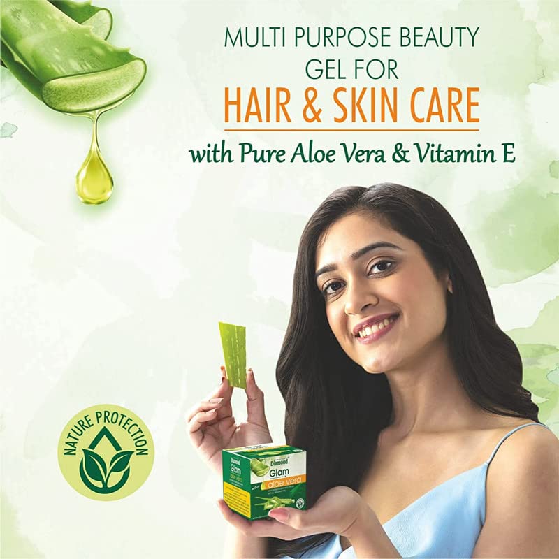 Diamond Glam Aloe Vera Face Gel for Skin & Hair Care - Anti-Acne, Moisturizing & Nourishing with Vitamin E - Hydrates Dry Skin - Unisex Skincare Solution (100ml, Pack of 2) - Perfect for Daily Face & Hair Hydration, Post-Workout Refreshment & Travel Skincare Essentials