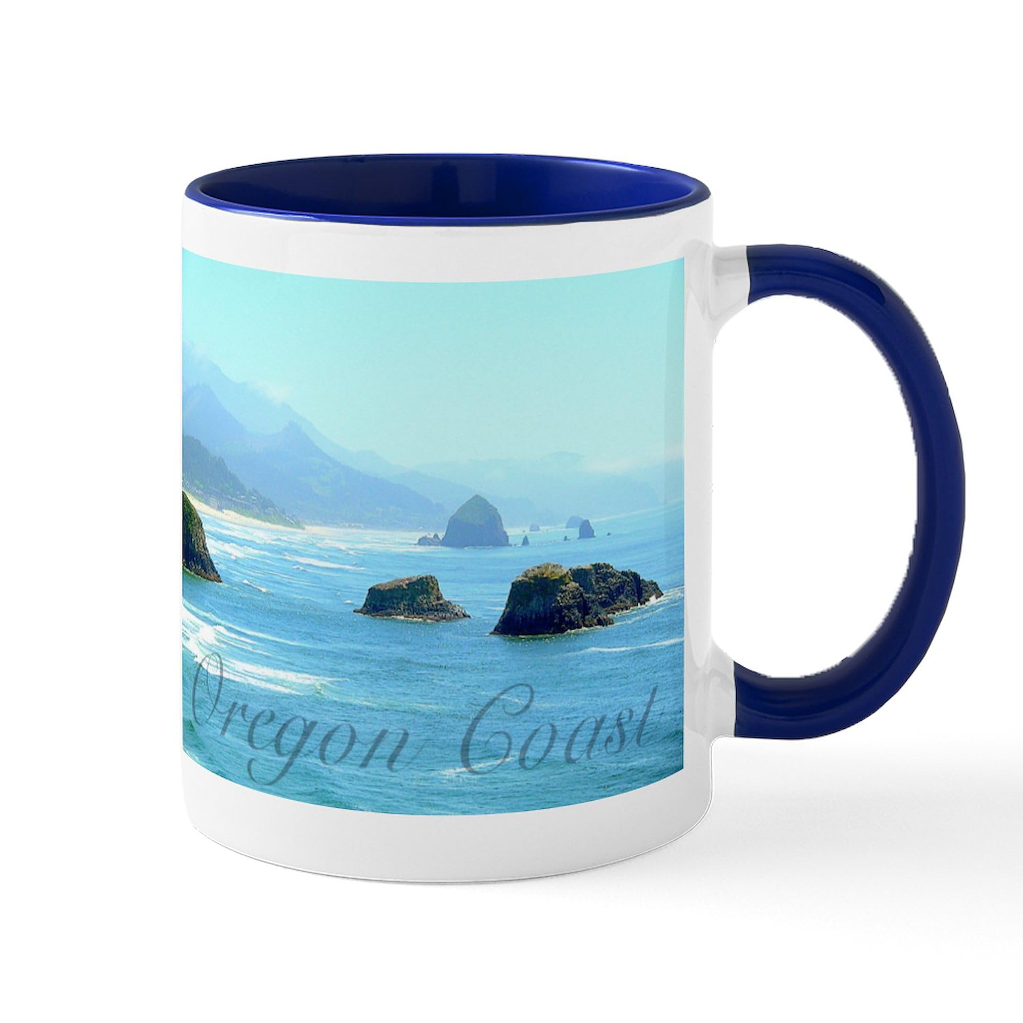 Oregon Coast Ceramic Coffee Mug 11 oz (325 ml) - Durable White Coffee Cup with Vibrant Printed Design - Perfect for Home, Office & Travel Use