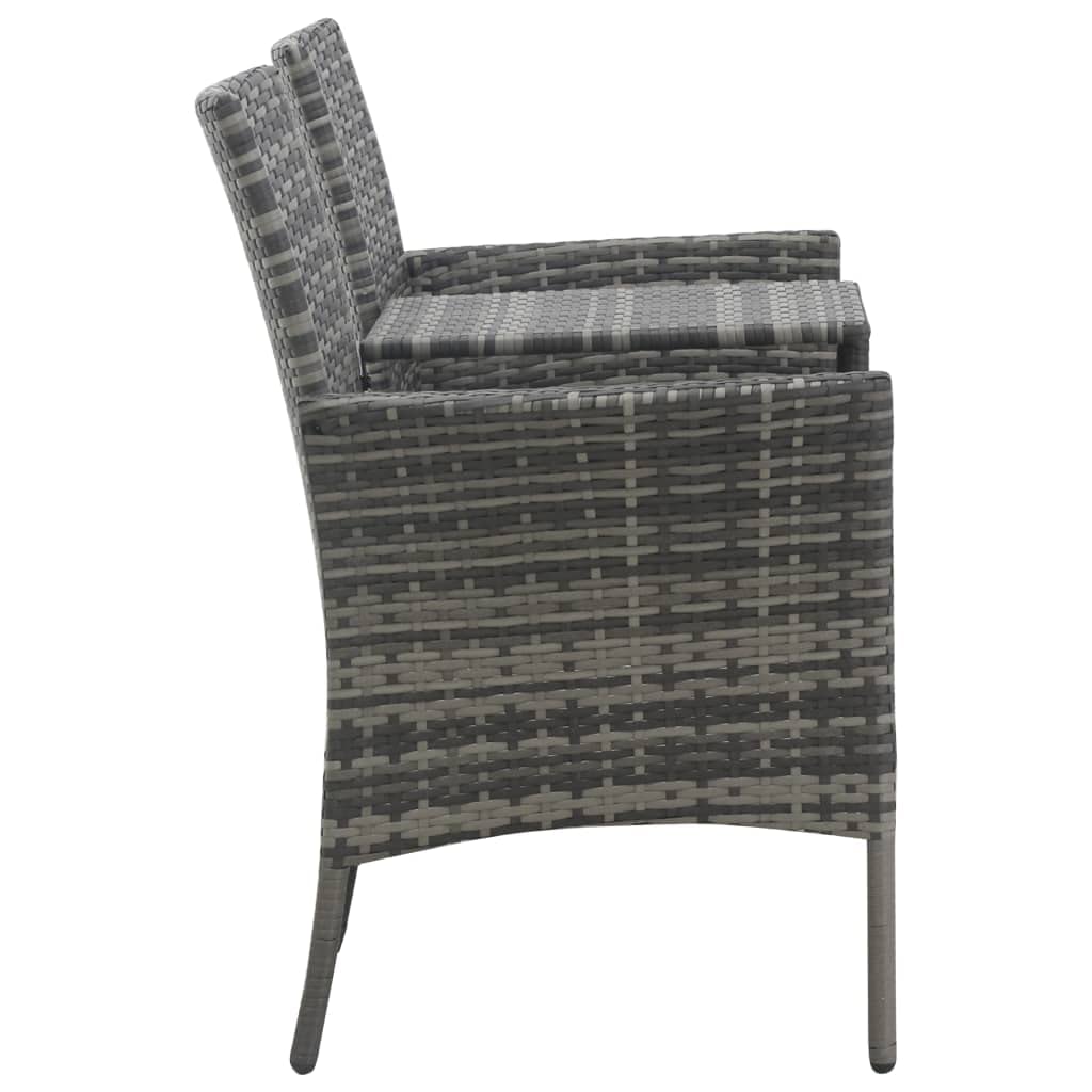 vidaXL 2-Seater Outdoor Patio Sofa Set with Cushions & Coffee Table - Durable Poly Rattan Garden Furniture in Anthracite - Perfect for Backyard, Balcony or Poolside Relaxation