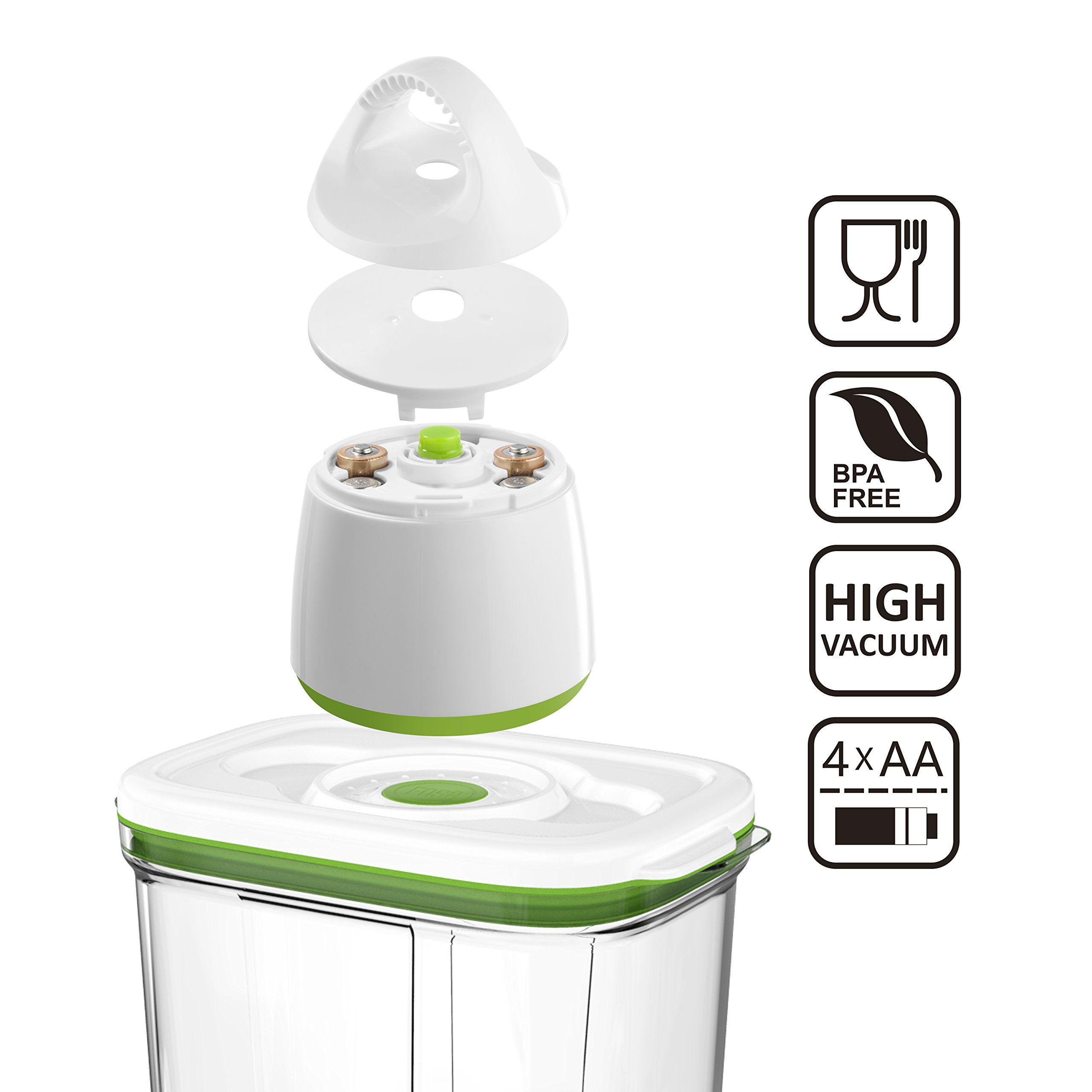 FOSA Vacuum Seal Food Storage System - Reusable Airtight Containers Starter Kit with Hand Pump & 2 Large Stackable BPA-Free Containers for Meal Prep, Sous Vide, Leftovers & Long-Term Food Preservation | Keep Fruits, Vegetables, Meat Fresh for Weeks | Perfect for Kitchen, Camping, Freezer Storage