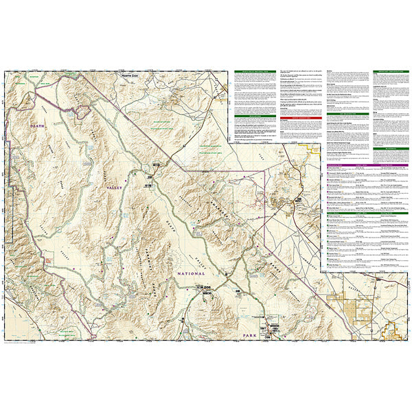 Death Valley National Park Map - Detailed Topographic & Hiking Trail Guide for Outdoor Adventures & Road Trips