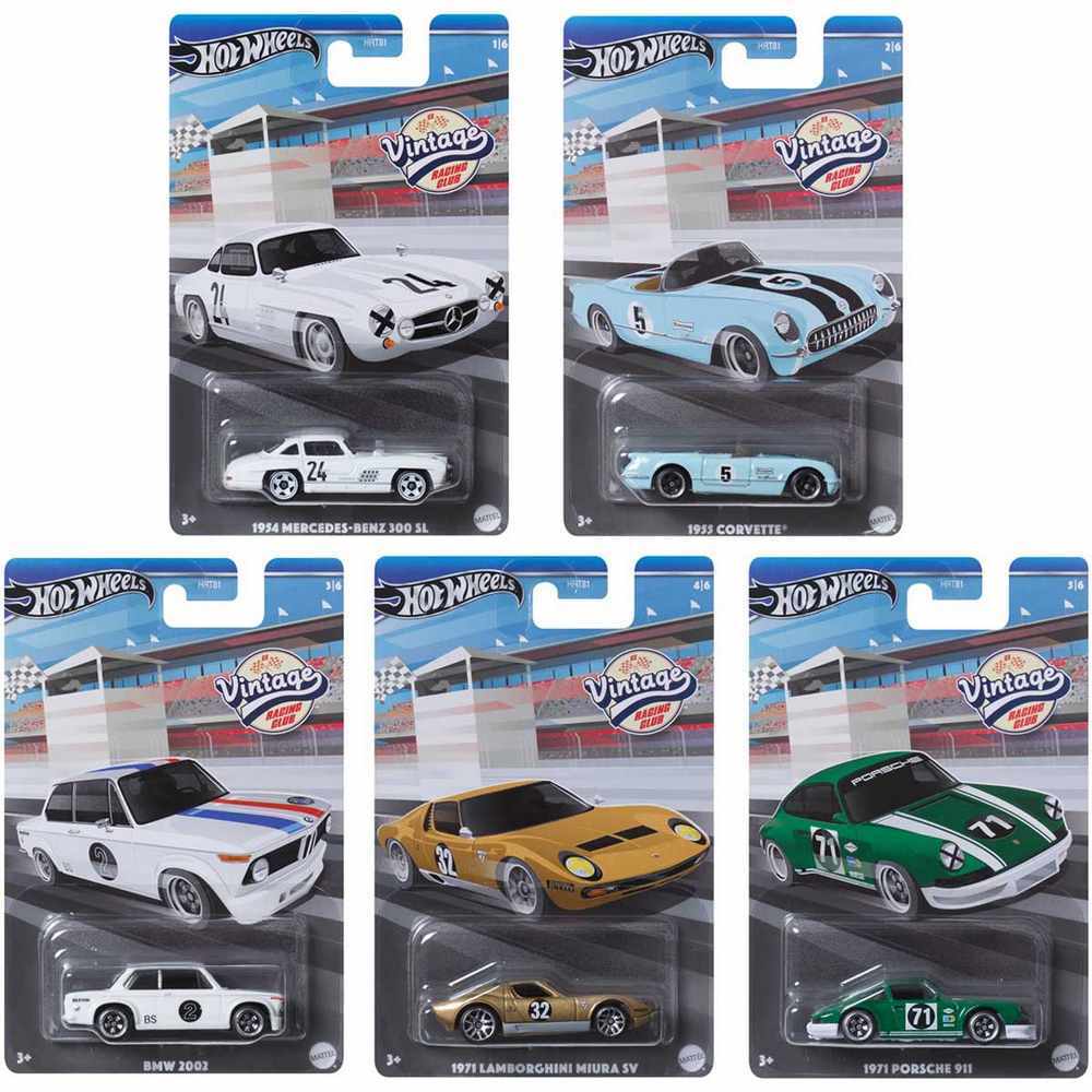 Hot Wheels Vintage Racing Club Die-Cast Cars - Collectible 1:64 Scale Model Cars for Kids & Adults - Perfect for Racing Play, Display & Gifts
