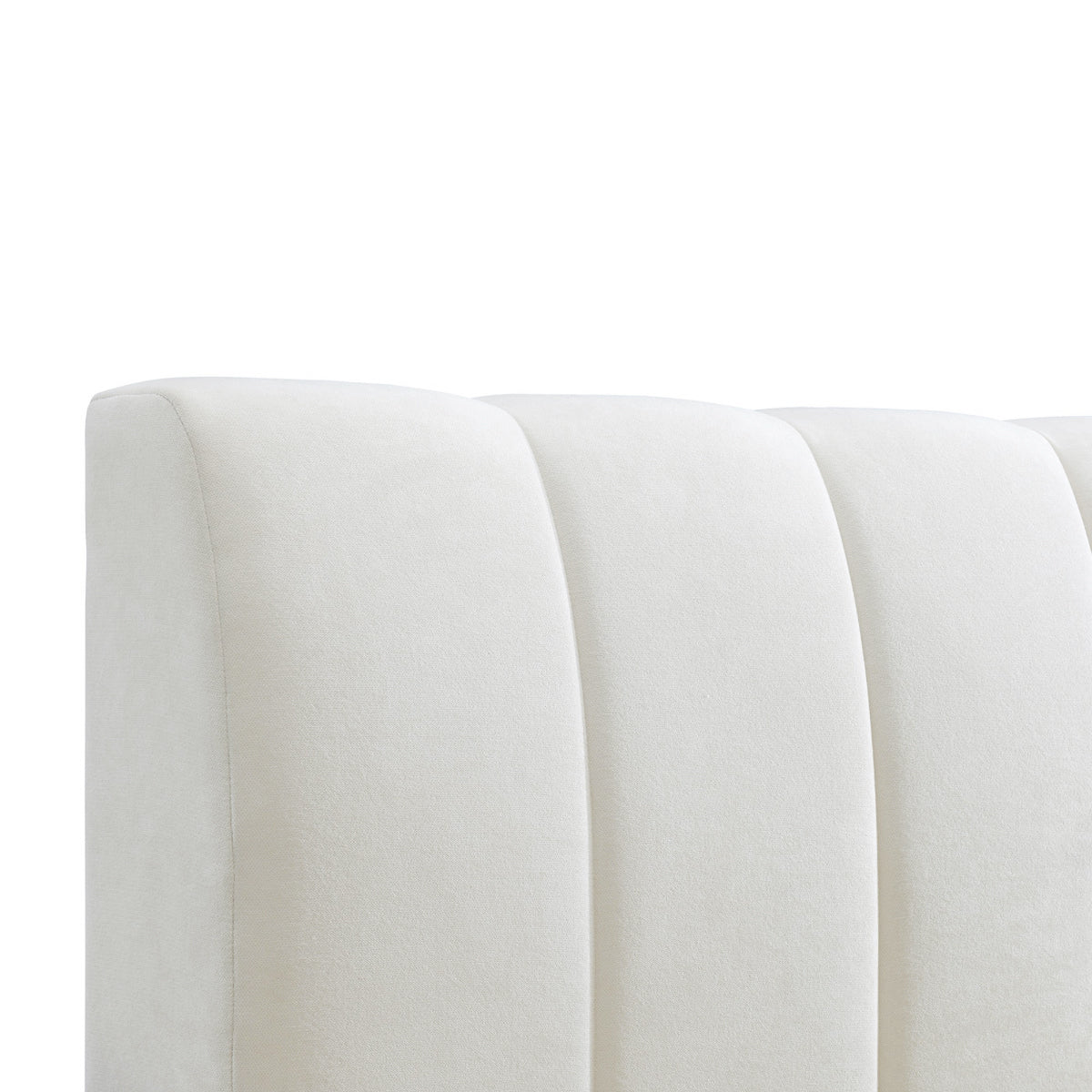 Allocco King Size Bed Frame with Upholstered Headboard - Cream Velvet Fabric for Luxurious Bedroom Decor | Perfect for Master Bedrooms, Guest Rooms & Modern Home Interiors