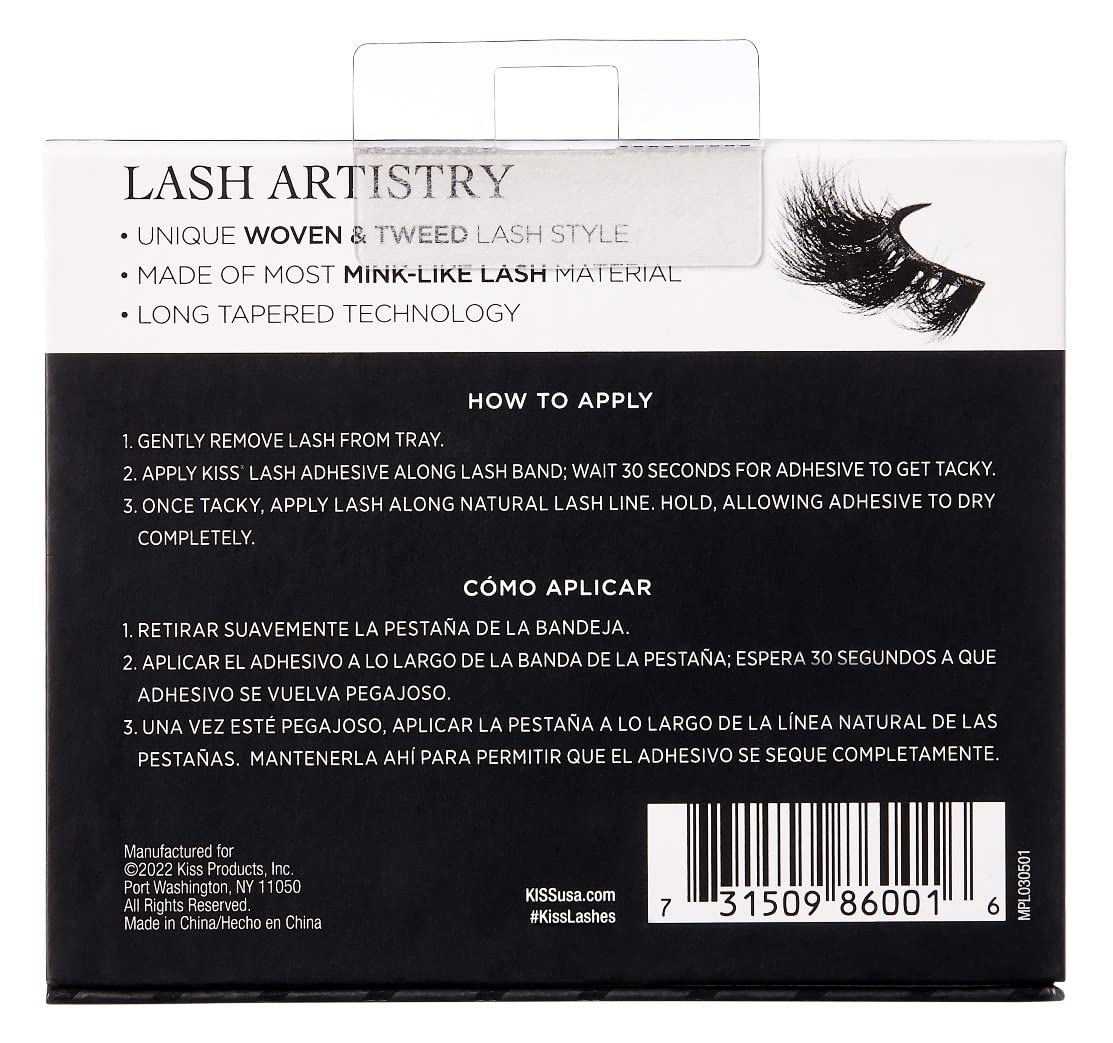 Kiss Lash Couture Masterpiece Avant-Garde False Eyelashes - Pack of 2 | Natural Looking Volume & Length | Perfect for Parties, Weddings & Special Occasions