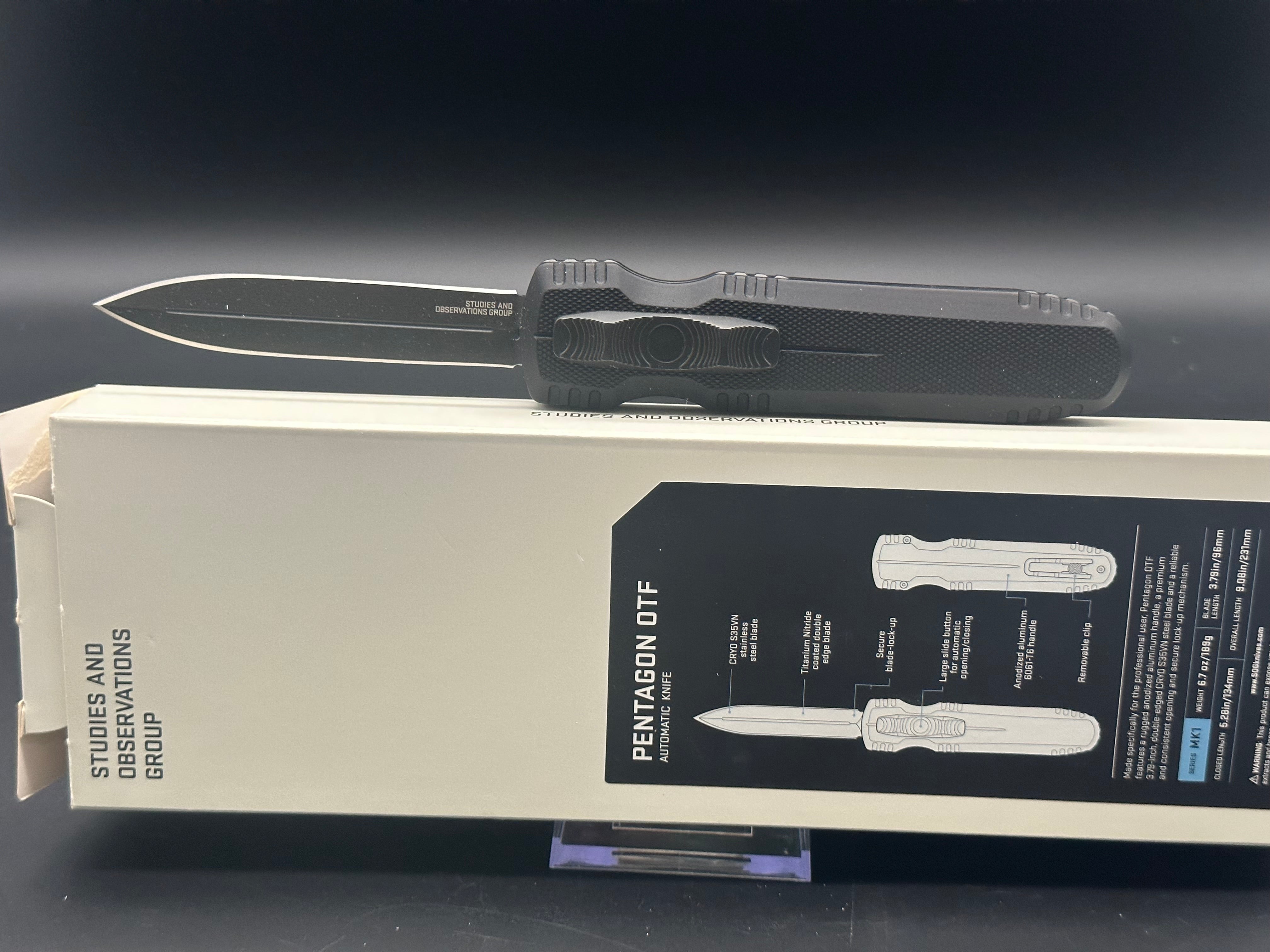 SOG Pentagon OTF Automatic Knife - Tactical Spring Assisted Pocket Knife for Outdoor, Camping, EDC & Survival Gear | Durable Stainless Steel Blade & Ergonomic Handle