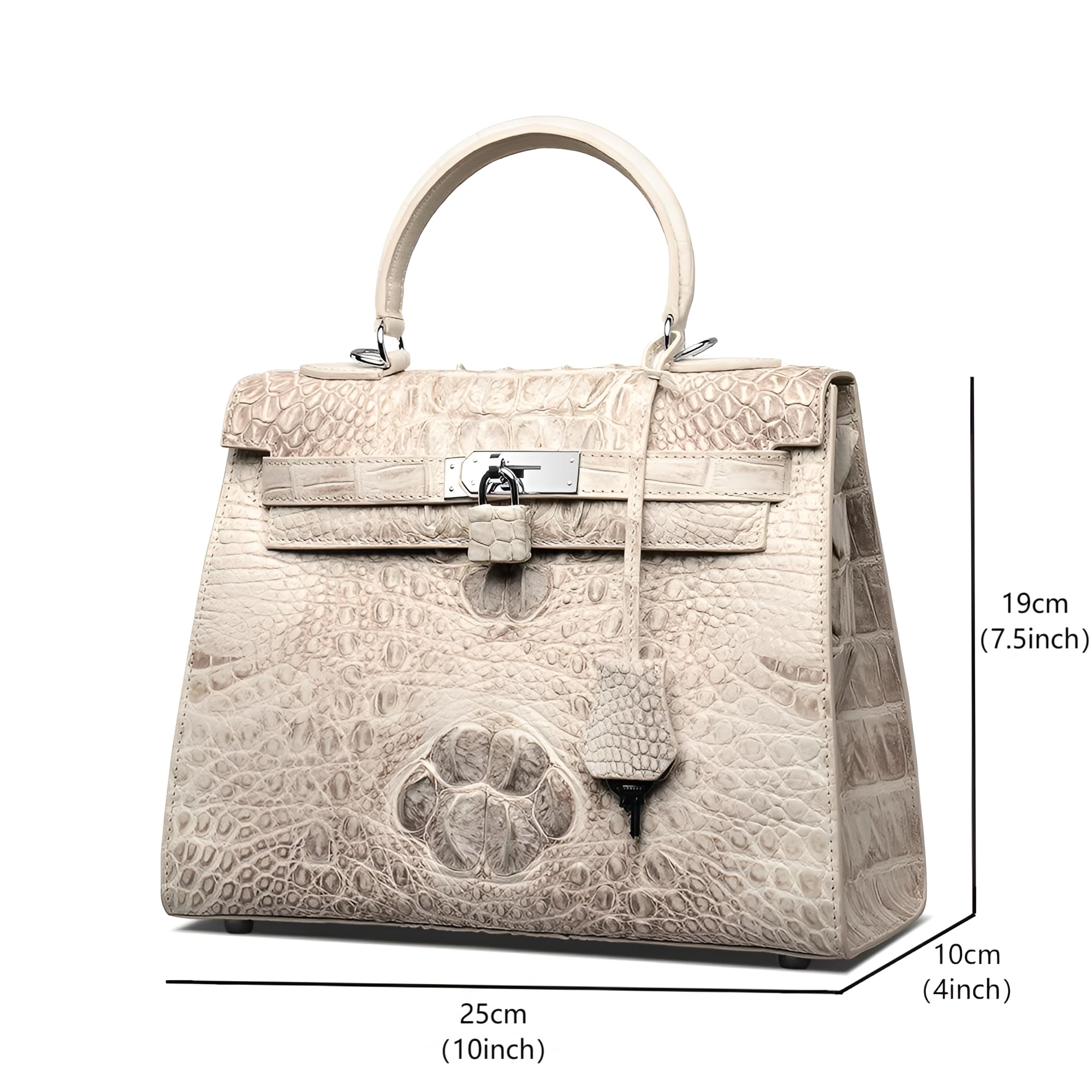 Luxury White Crocodile Leather Handbag for Women - Spacious Designer Purse Fits Sunglasses Case, Wallet & Essentials | Perfect for Work, Travel & Evening Events