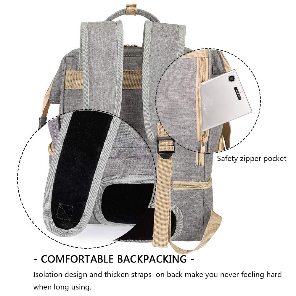 Breast Pump Backpack with Cooler & Moistureproof Double Layer - Large Grey Nursing Bag for Breastfeeding Moms, USB Charging Port - Perfect for Work, Travel & Outdoor Pumping
