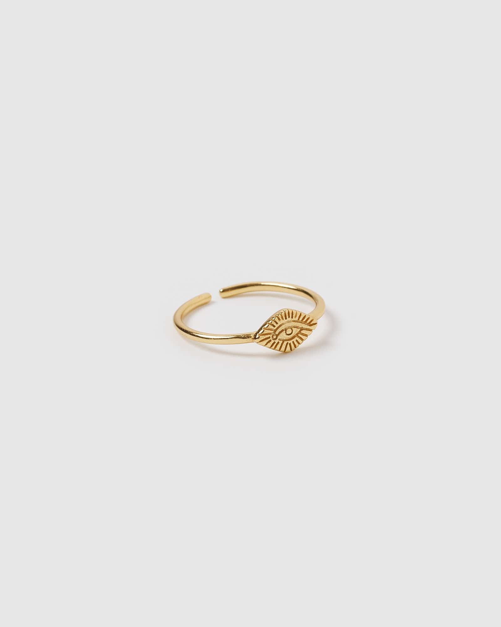 Izoa Egyptian Eye Ring Gold - Elegant Statement Jewelry for Women, Perfect for Parties, Weddings & Everyday Wear