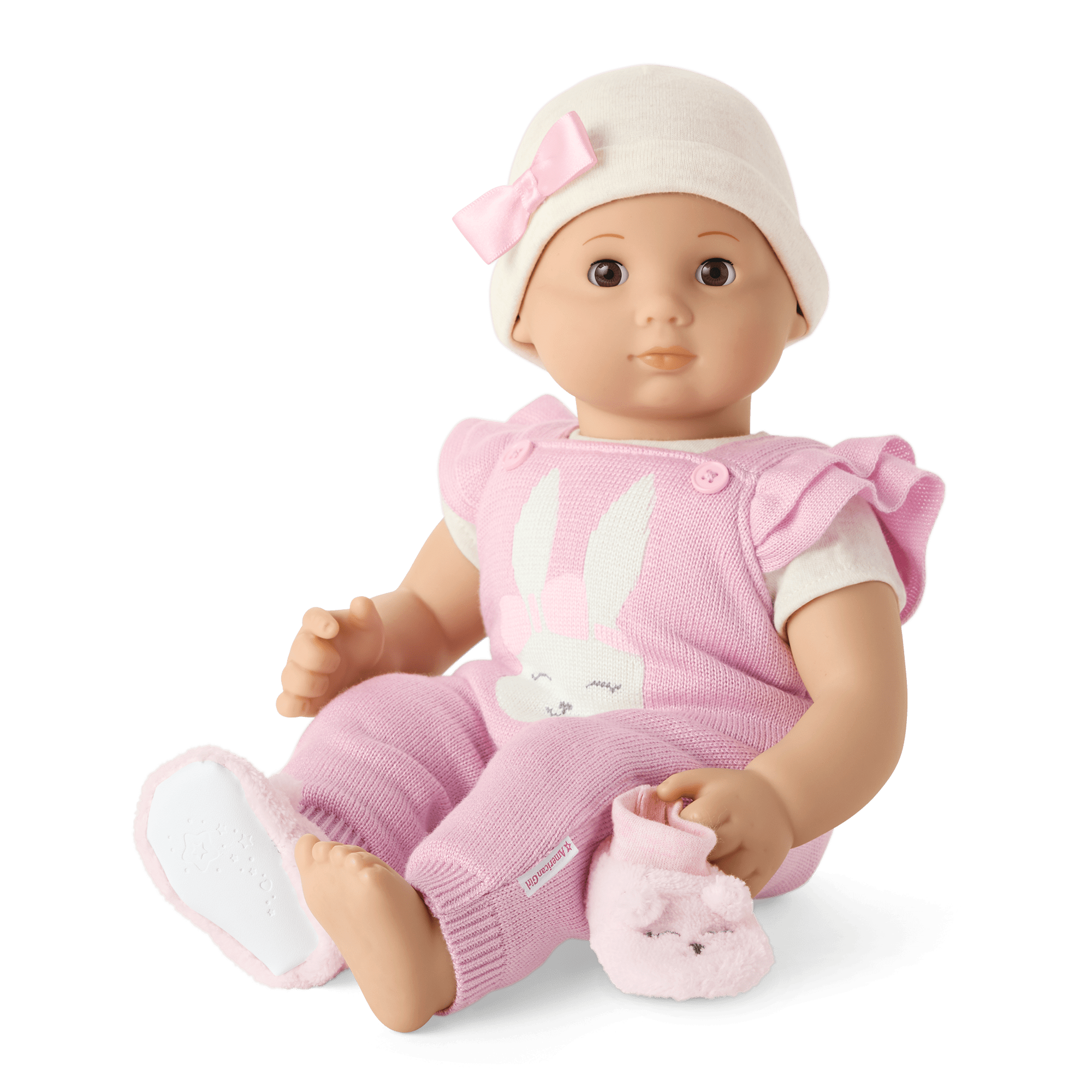 Pink Bow Beanie & Booties Set for Bitty Baby® Dolls - Newborn Photo Props, Baby Shower Gifts & Doll Accessories