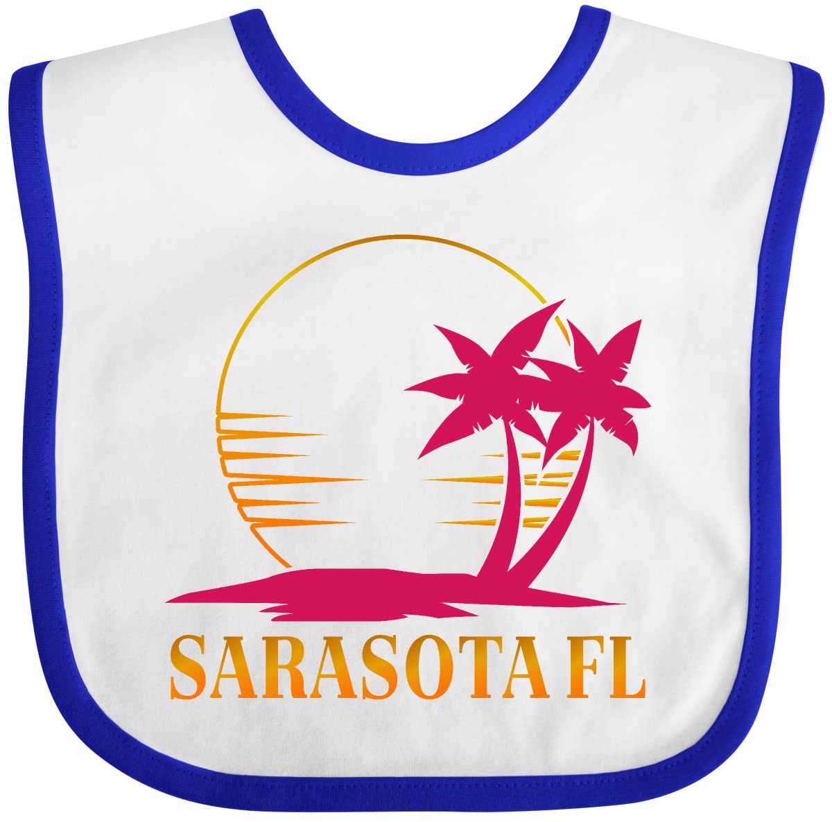 Inktastic Sarasota Florida Sunset Beach Vacation Baby Bib - Soft Cotton Drool Bib for Newborns & Infants - Perfect for Beach Trips, Travel, and Everyday Use