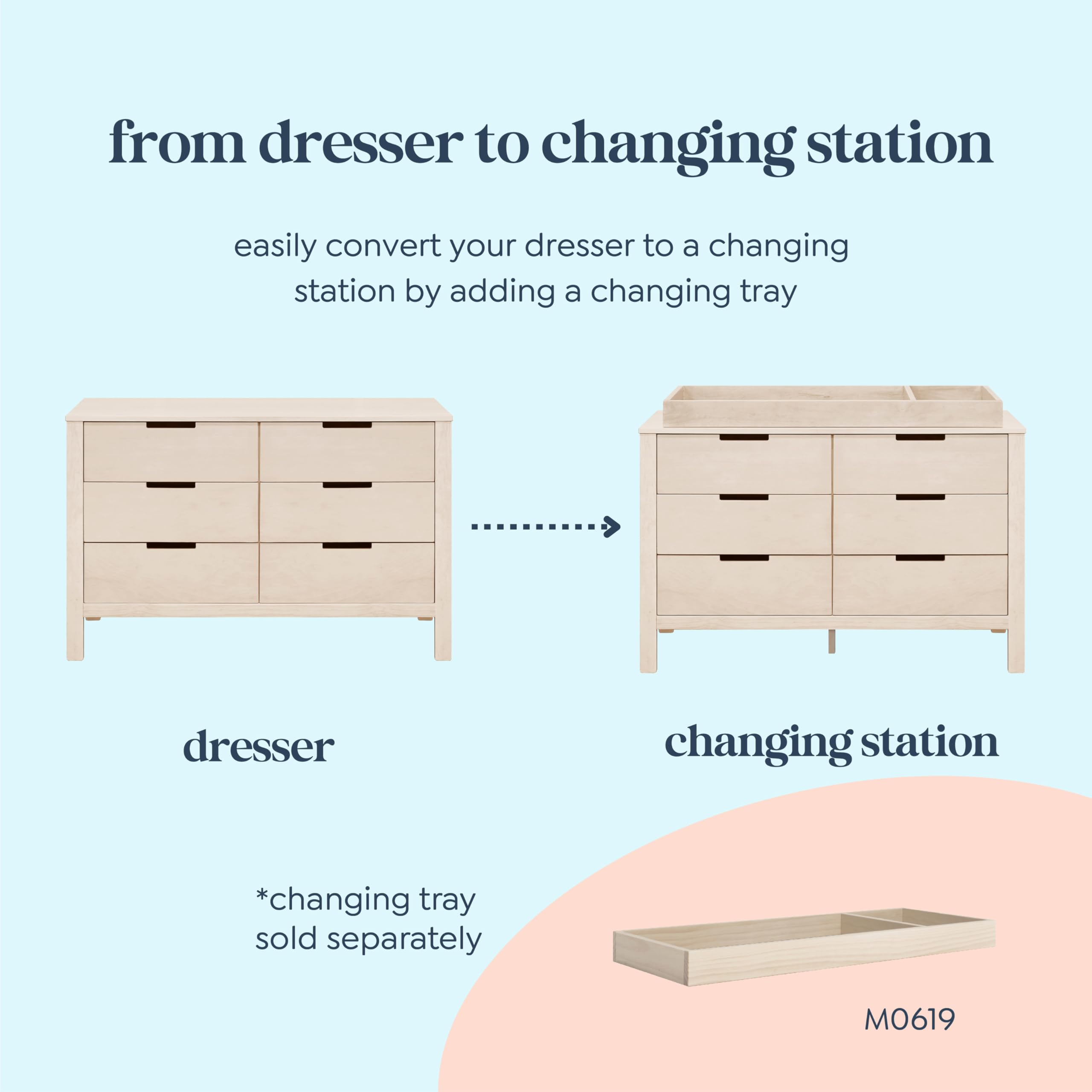 Carter's by Colby 6-Drawer Baby Dresser - Sturdy Wooden Nursery Dresser for Boys & Girls - Multi-Functional Kids Bedroom Furniture for Nursery, Living Room & Hallway - Washed Natural Finish - Perfect for Organizing Baby Clothes, Toys & Nursery Essentials