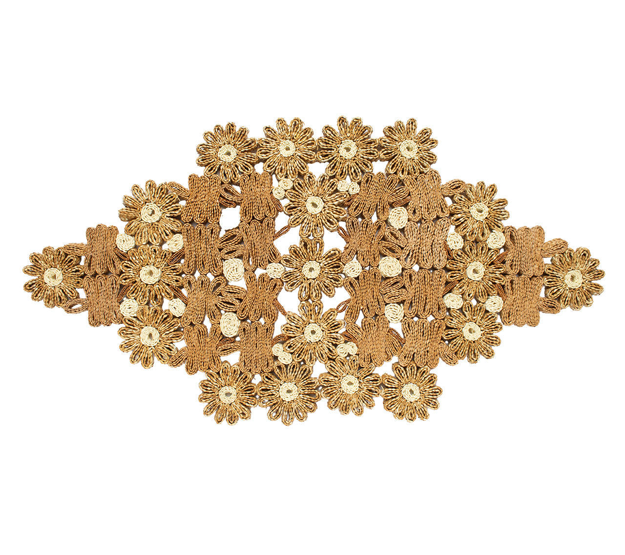 Natural & Ivory Daisy Runner - Elegant Floral Table Runner for Weddings, Home Decor & Special Events