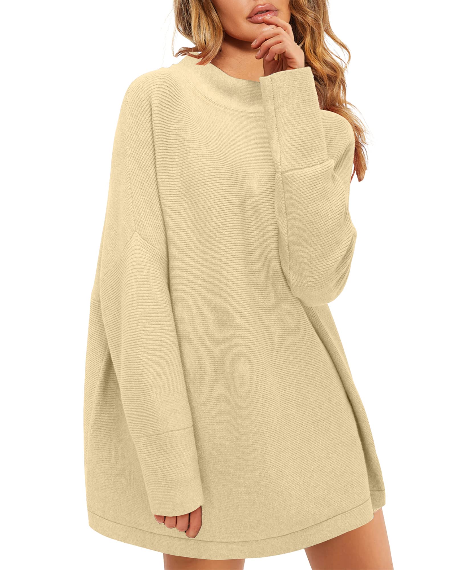 LAISHEN Women's Chunky Knit Turtleneck Sweater - Batwing Sleeve Oversized Pullover Top for Casual Wear | Cozy Winter Fashion, Office Outfits & Holiday Outfits