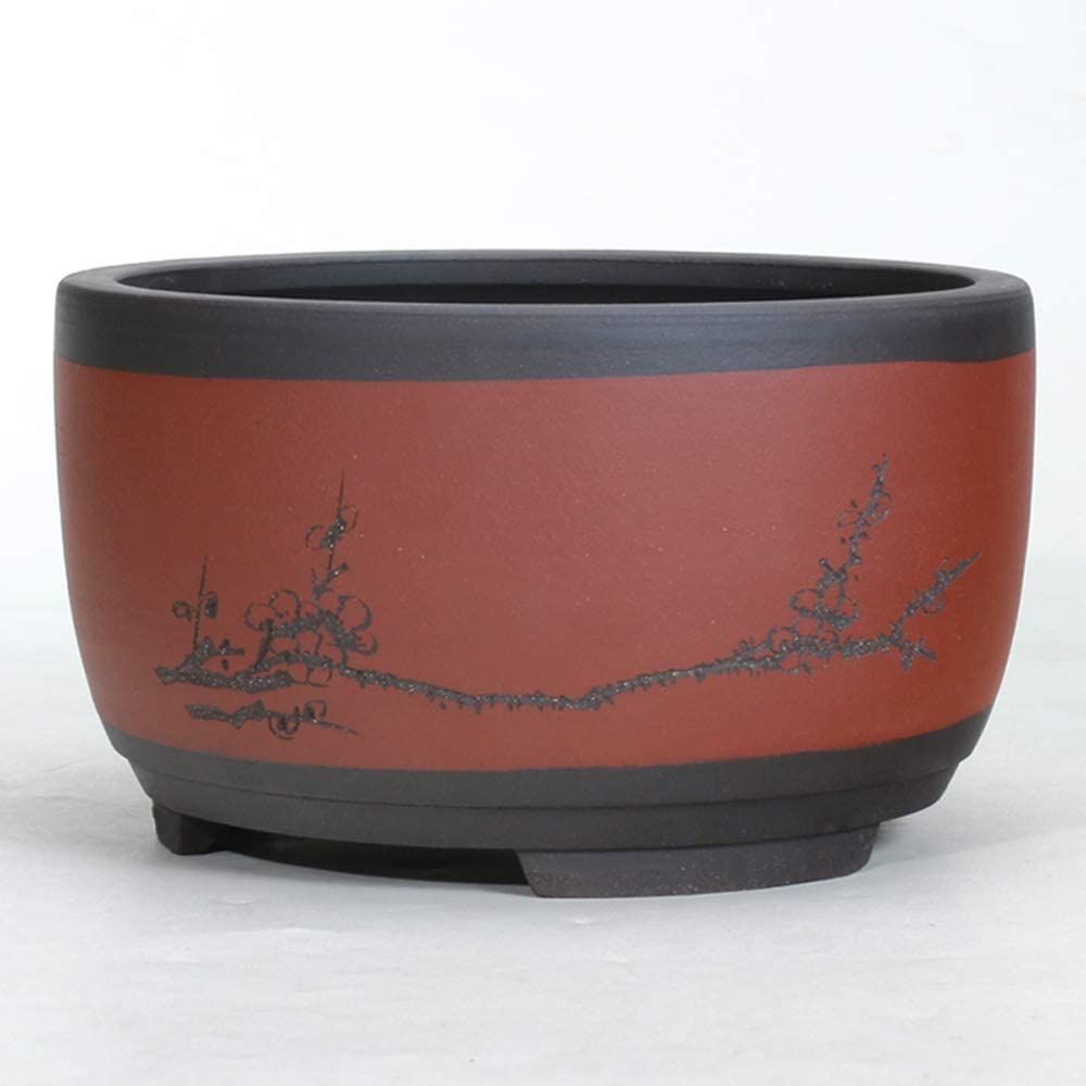 UimimiU Ceramic Flower Pots - Round Bonsai Planters in Large, Medium & Small Sizes - Chinese Style Drum-Shaped Ventilation Planter for Home Decor, DIY Crafts - Perfect for Indoor Plants, Succulents & Garden Decor