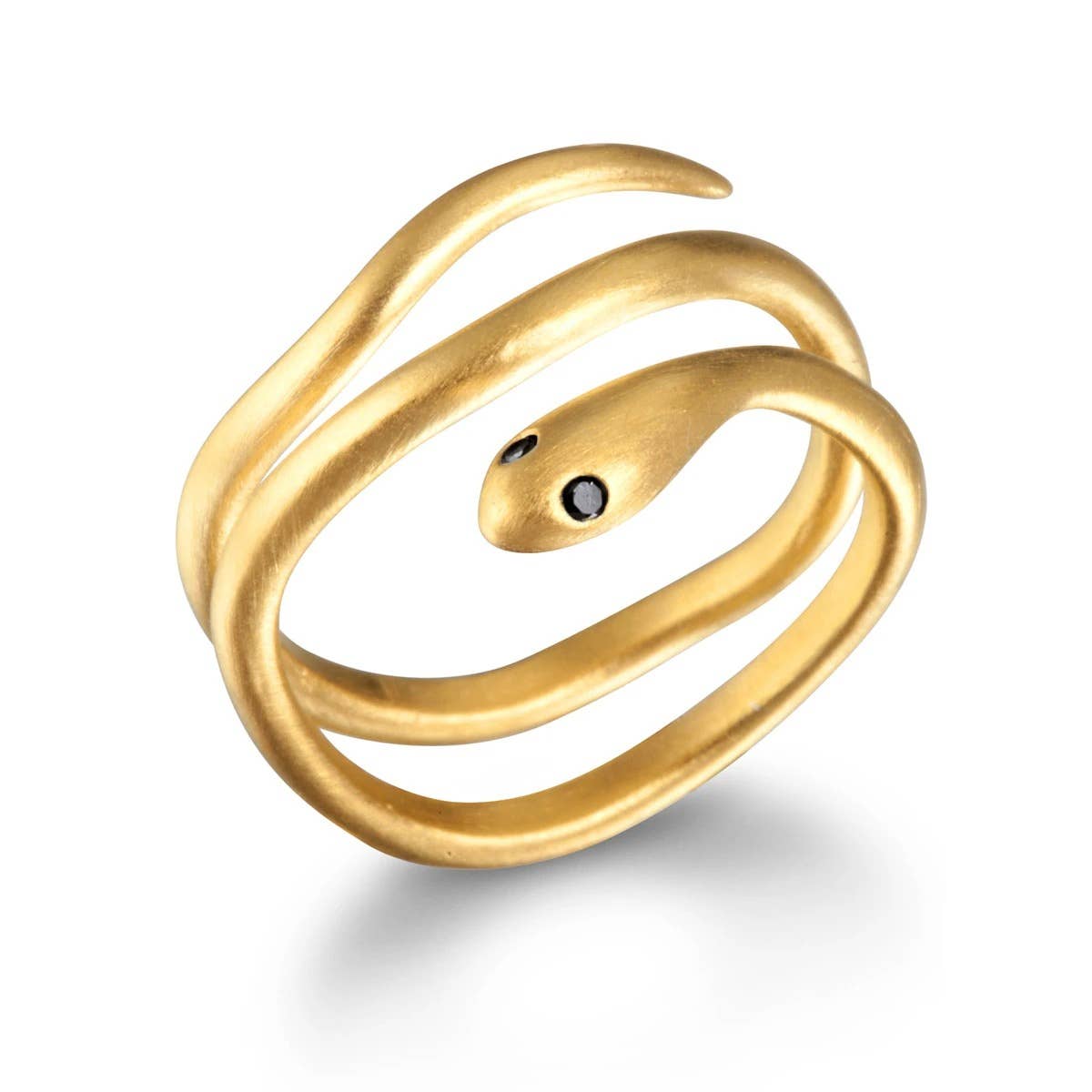 Black Spinel Gold Snake Adjustable Ring for Women - Elegant Gothic Jewelry for Halloween, Costume Parties & Everyday Fashion