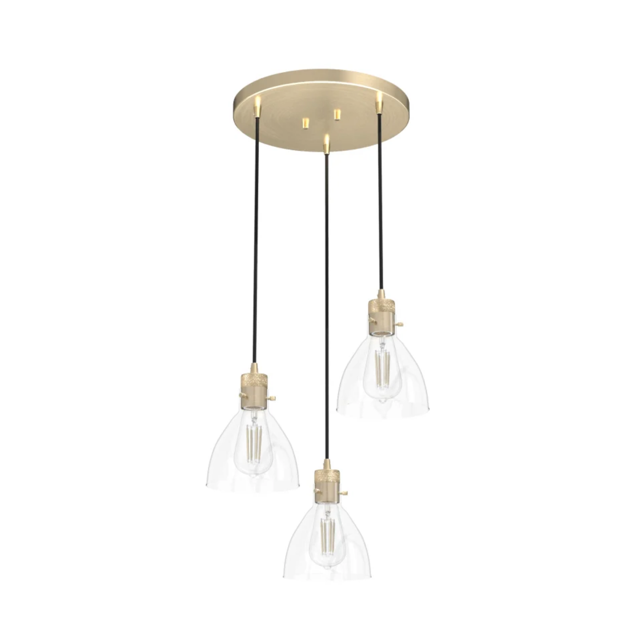 Hunter Van Nuys 3-Light Round Cluster Ceiling Light Fixture in Alturas Gold Finish - Perfect for Dining Room, Bedroom, or Entryway Lighting
