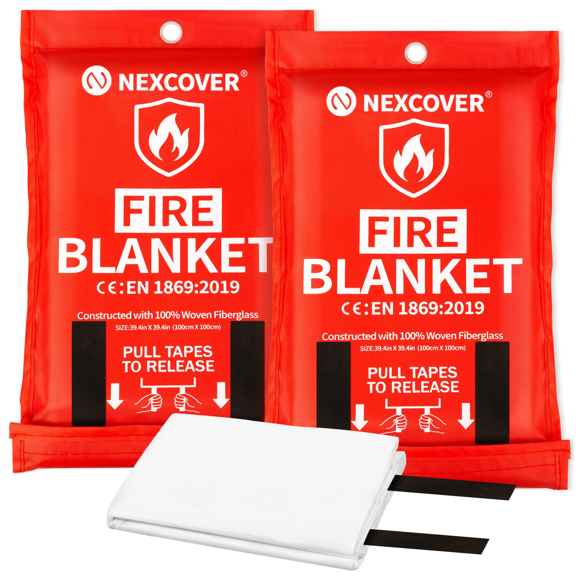 NEXCOVER Fire Blanket - Flame Retardant Emergency Blanket for Home & Kitchen Safety | Fire Suppression Blanket for Car, Office, Fireplace, Grill & BBQ | Essential Fire Protection for Cooking, Camping & Emergency Situations