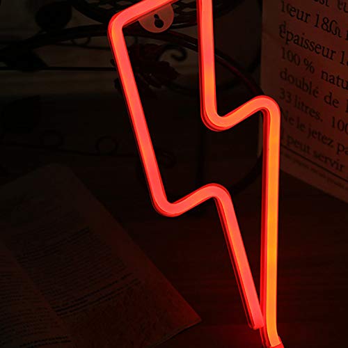 Lightning Bolt LED Neon Lamp - USB & Battery Powered Wall Decor Night Light for Bedroom, Party, Festival, and Home Decoration