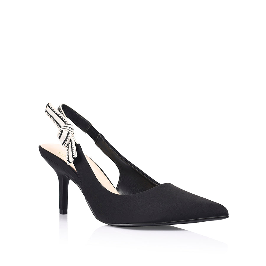 Shaan Slingback Stilettos - Black Knit High Heels for Women | Elegant Dress Shoes for Parties, Weddings & Evening Events