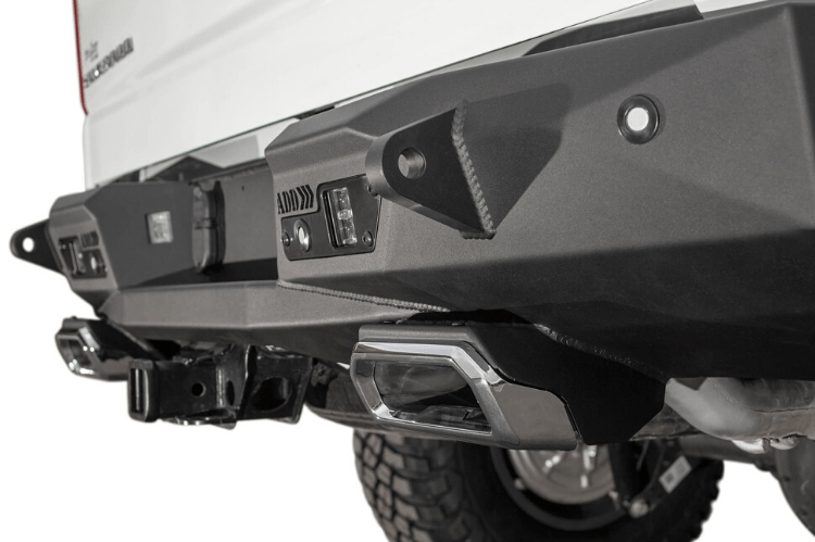 2019-2021 Chevy Silverado 1500 Stealth Fighter Rear Bumper with Exhaust Tips & Backup Sensors | Heavy Duty Truck Accessory for Off-Roading & Towing