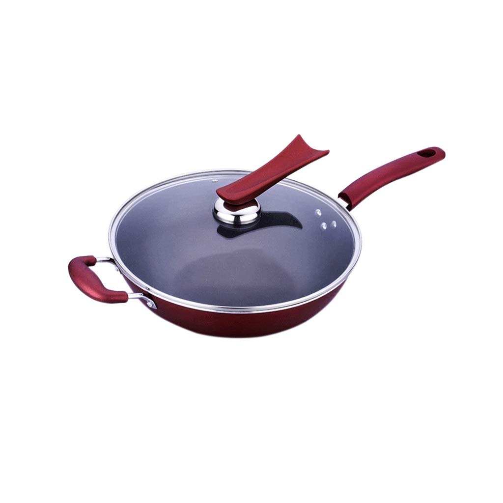 ZLDGYG Nonstick Wok Pan - Die-Cast Aluminum Induction Compatible, Dishwasher Safe & Scratch Resistant Stir Fry Pan with Glass Lid - Perfect for Asian Cooking, Stir-Frying & Family Meals