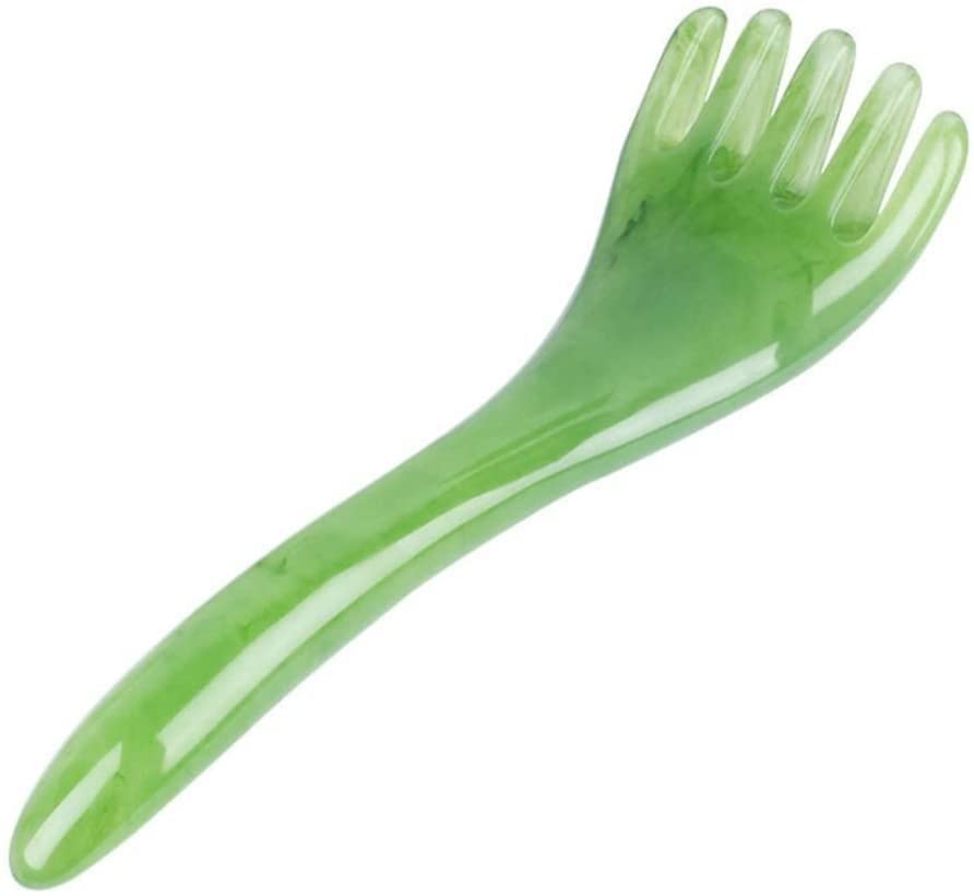 Premium Gua Sha Comb for Face & Body - Resin Beeswax Facial Massage Tool with 5 Claw Design, Jade Green Color - Relieve Tension & Improve Skin Texture - Perfect for Home Spa, Self-Care & Beauty Routine