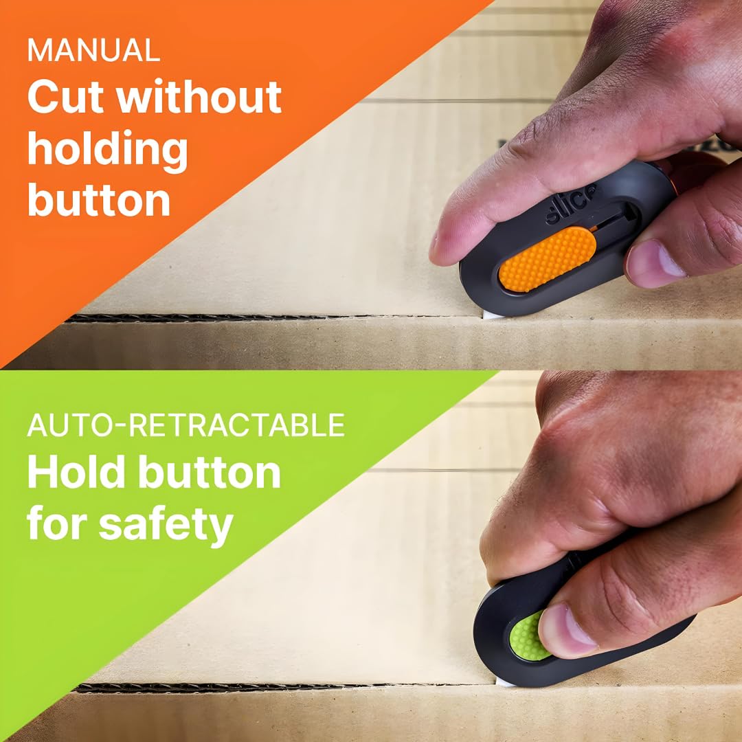 Slice Mini Box Cutter - Manual Retractable Ceramic Blade (11x Longer Lasting than Metal) | Keychain Box Opener 2-Pack | Perfect for Home, Office & Warehouse Use | Safe Package Opening Tool for Amazon, eBay & E-commerce Sellers