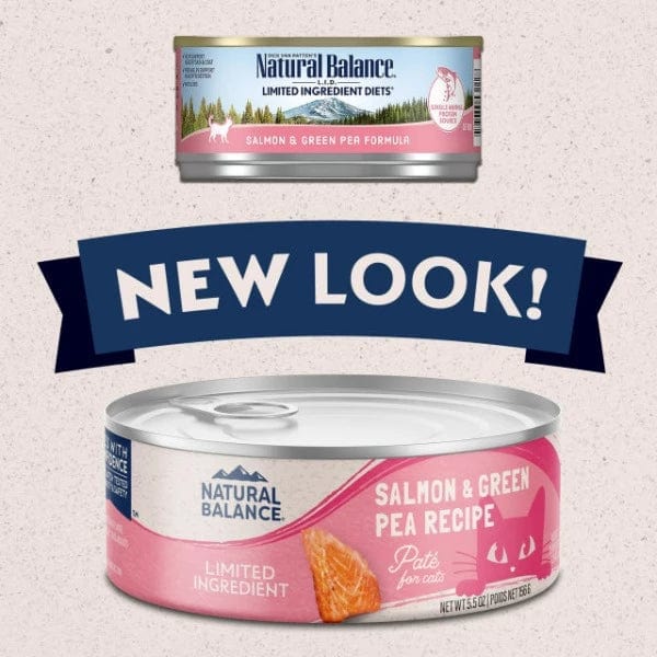 Natural Balance Limited Ingredient Salmon & Green Pea Recipe Canned Cat Food - Grain Free, Hypoallergenic Wet Cat Food for Sensitive Stomach - Perfect for Indoor Cats & Kittens with Food Allergies