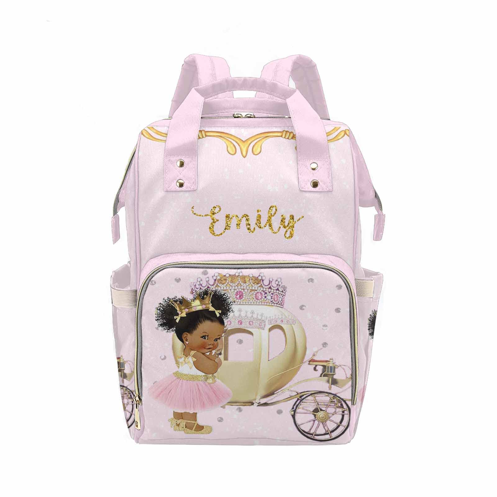 Personalized Diaper Backpack for Mom - Custom Name Baby Bag with Princess & Carriage Design, Unisex Nursing Travel Daypack for Boys & Girls | Perfect Baby Shower Gift & Everyday Parenting Essential
