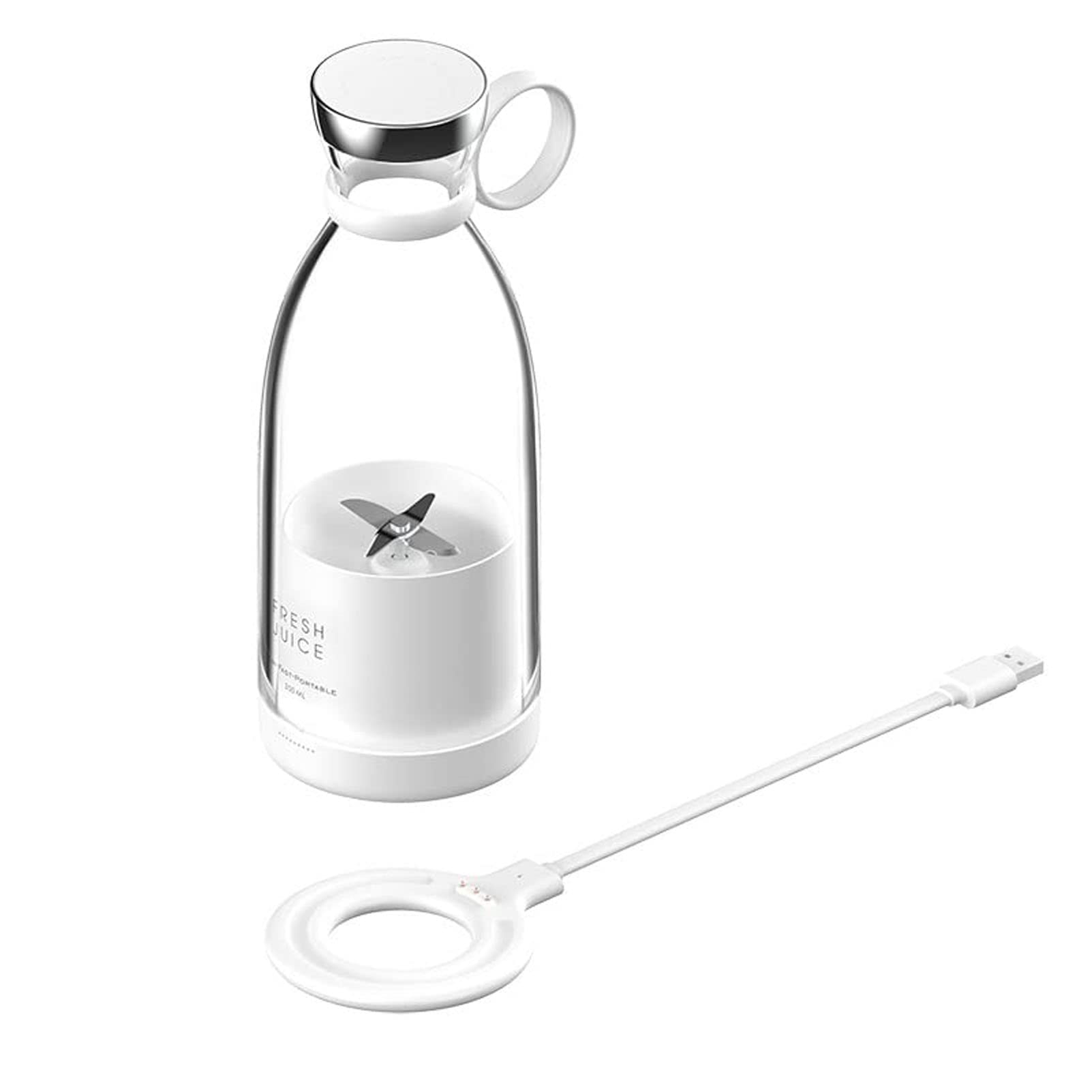 Portable Personal Blender - USB Rechargeable Mini Blender for Smoothies, Shakes & Protein Drinks | Battery Powered Travel Blender | Perfect for Gym, Office & Outdoor Use (Silver)