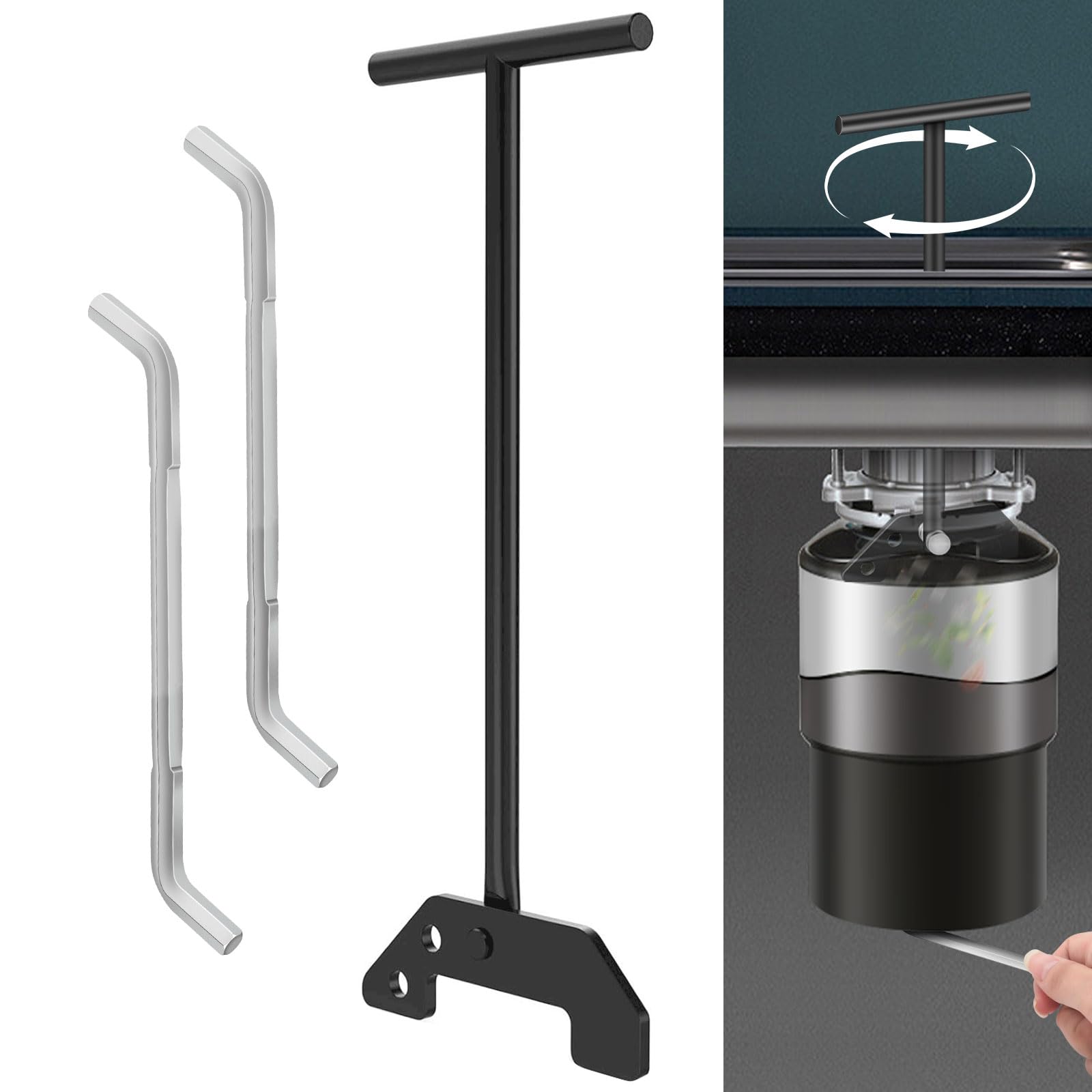 Garbage Disposal Wrench for Moen - Heavy Duty Sink Disposer Unjamming Tool to Remove Clogs & Jams (Black) - Perfect for Kitchen Sink Maintenance & Garbage Disposal Repair