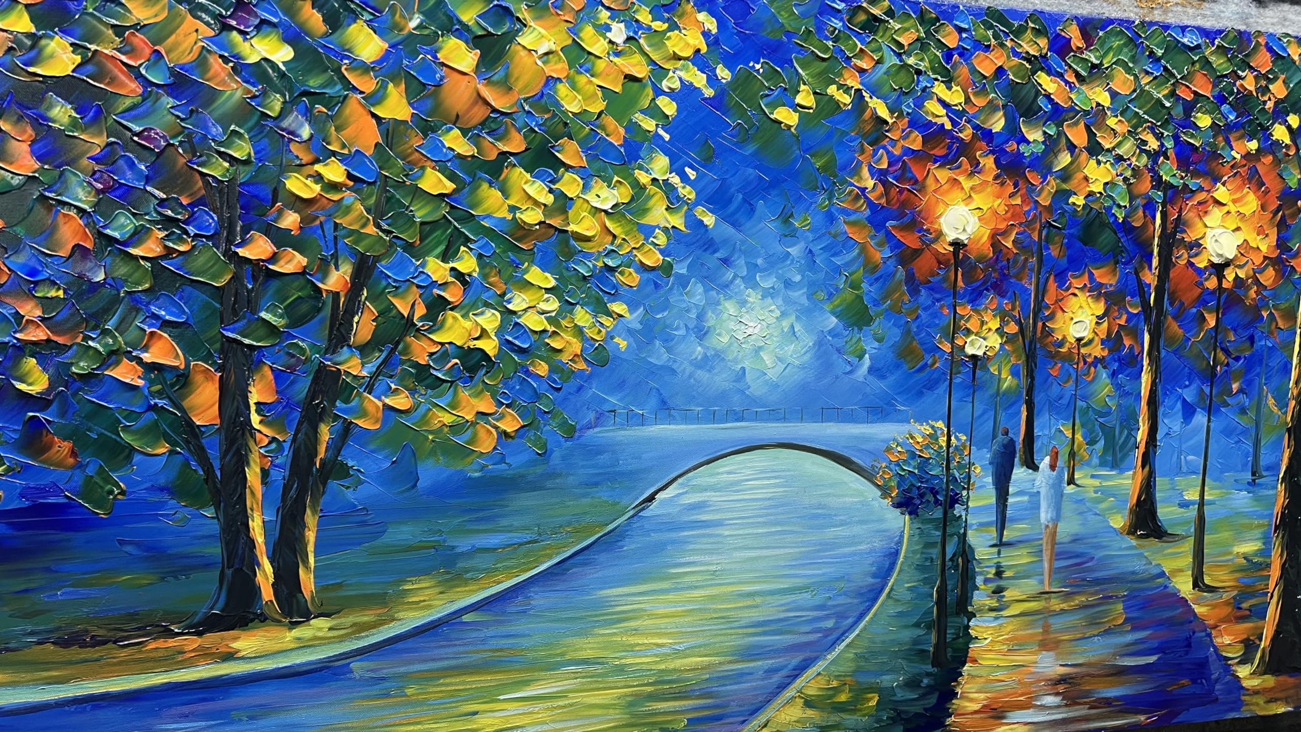 YaSheng Art - Handmade Textured Tree Abstract Landscape Oil Painting on Canvas, Contemporary Wall Art for Home & Office Decor, 24x48 Inch - Perfect for Living Room, Bedroom, or Office Wall Decorations