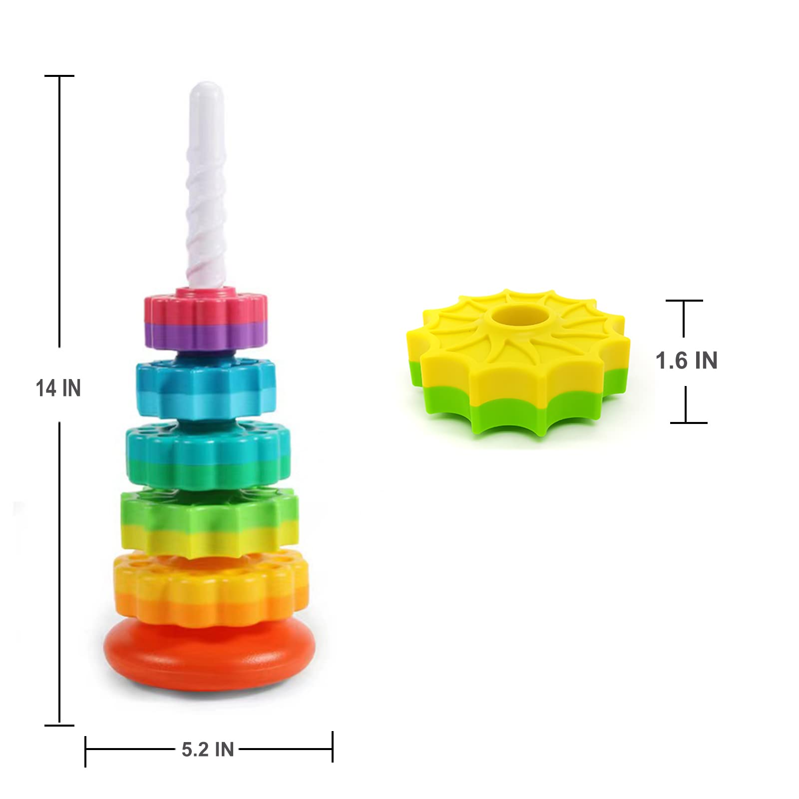 **Spinning Stacking Toys for Toddlers - Educational Montessori Stacking Rings & Gears - STEM Learning Toy for Boys & Girls Ages 1-3 - Perfect Christmas & Birthday Gift - Fun for Playtime, Daycare & Early Childhood Development**