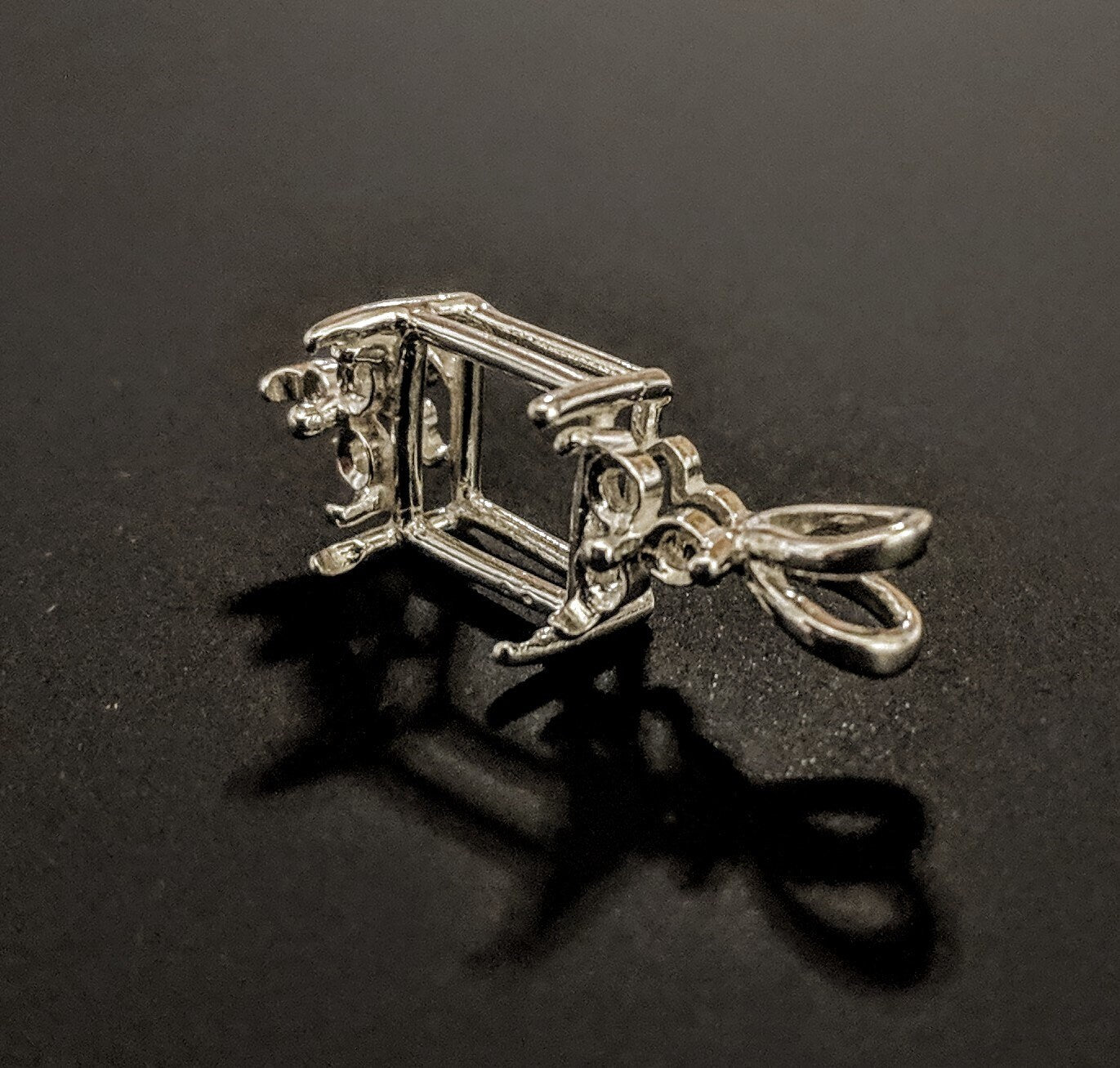 10x8mm & 18x13mm Emerald Cut Sterling Silver or 14K Gold Pendant Setting with 6 Accent Stones | Handcrafted in USA | Perfect for Birthdays, Anniversaries & Special Occasions