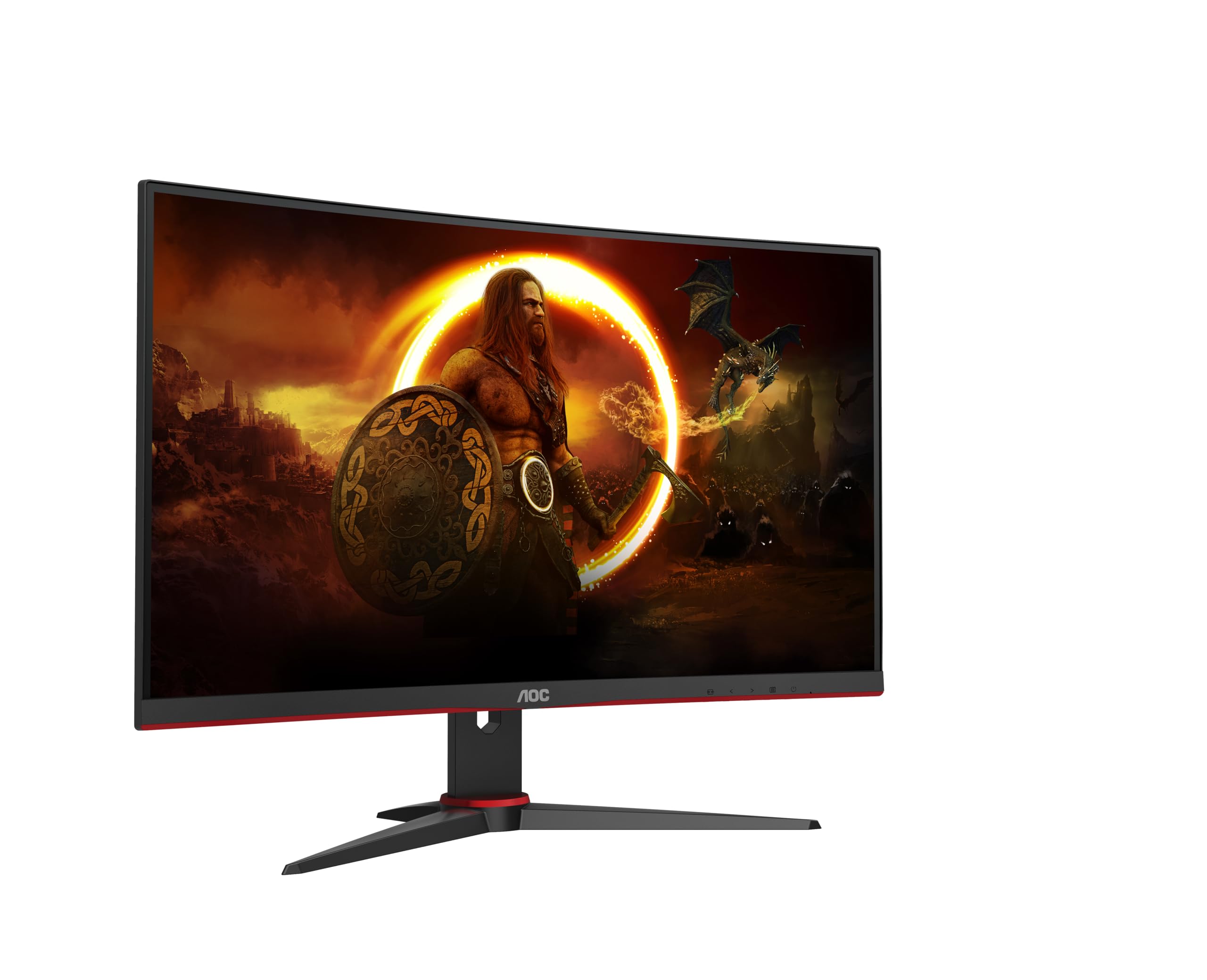 AOC 27 Inch QHD Curved Gaming Monitor - 165Hz Refresh Rate, 1ms Response Time, AMD FreeSync Premium, 2560x1440 Resolution, HDMI & DisplayPort - Ideal for Esports, FPS & Racing Games (Black-Red)