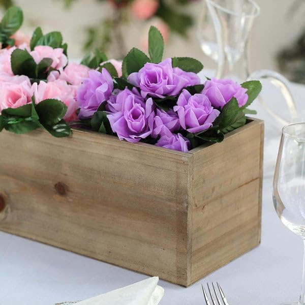 30x6 Inch Natural Wood Planter Box with Plastic Liner - DIY Rustic Rectangular Wooden Box for Wedding, Party & Home Decor - Perfect for Indoor Plants, Centerpieces and Garden Decorations