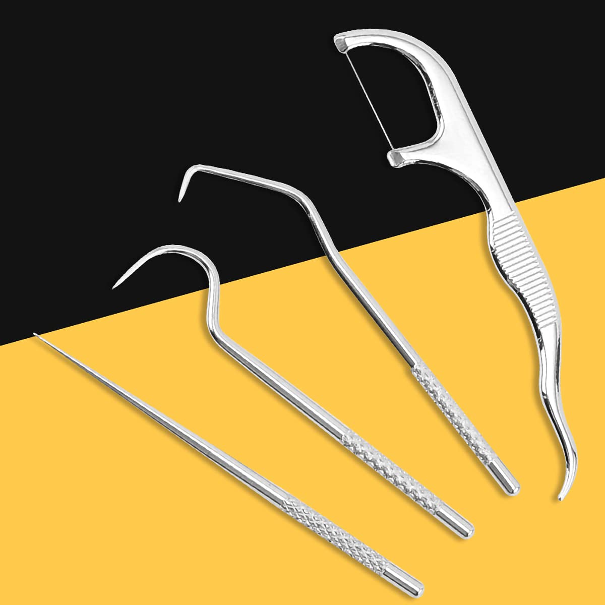 Stainless Steel Dental Floss Picks Kit - Reusable Toothpicks Pocket Set for Adults, Oral Hygiene Travel Teeth Cleaning Tools (2 Pack) - Perfect for On-the-Go, Office & Travel Use