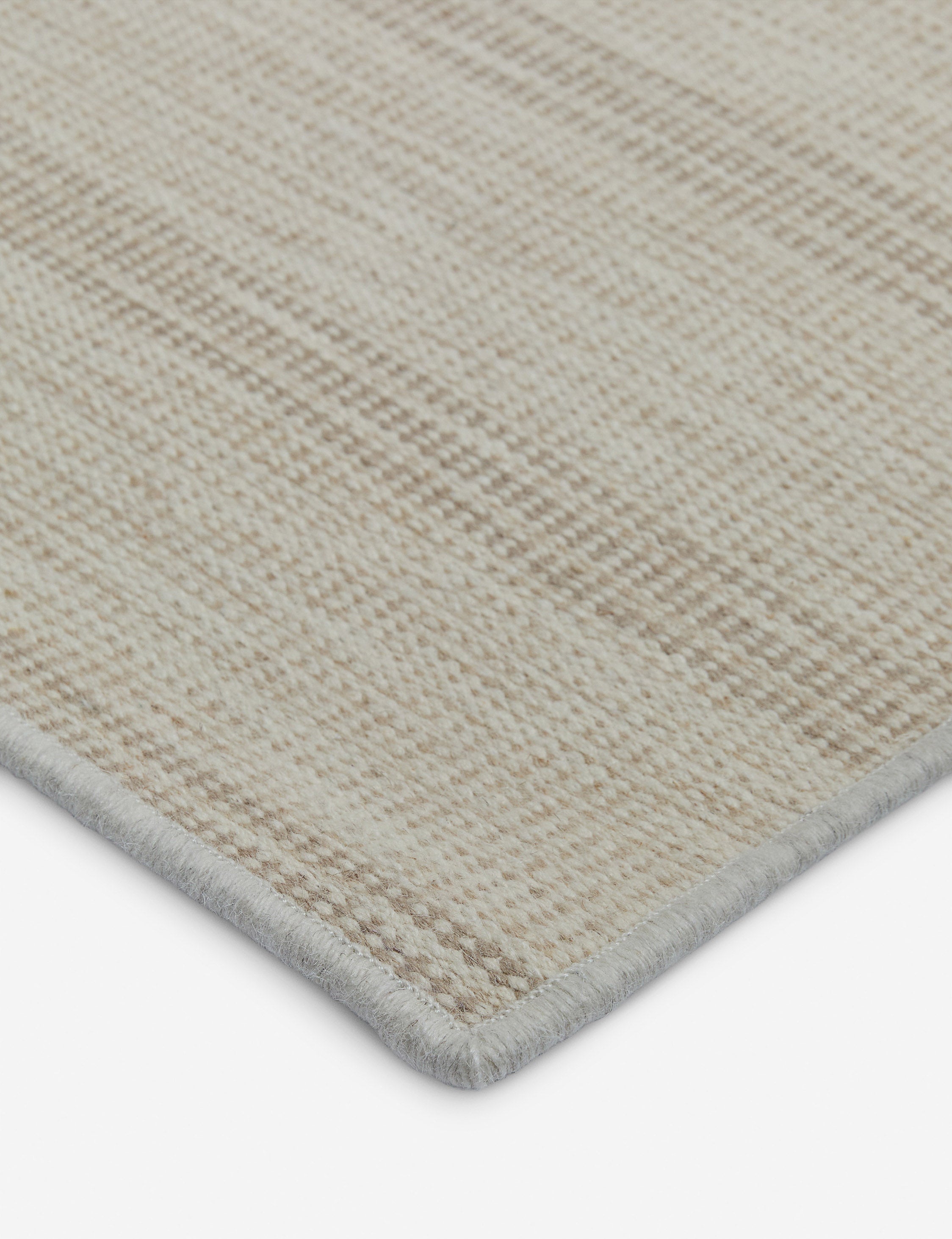 Handmade Custom Cheyenne Flatweave Wool Rug - 5.5' x 6' Natural Parchment Color - Boho Chic Living Room Decor, Bedroom Accent Rug for Cozy Home Style