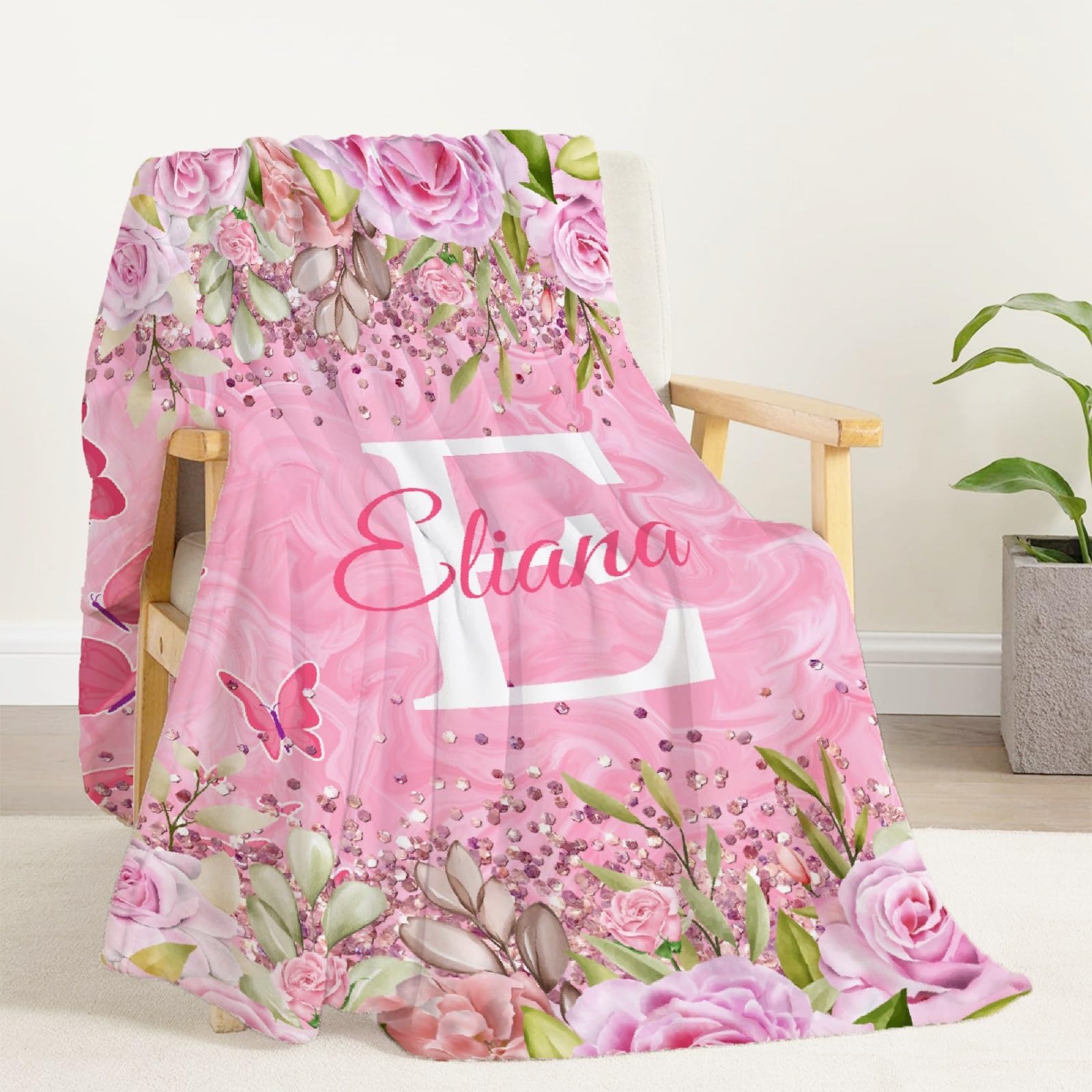 Personalized Baby Blankets for Girls & Boys - Custom Name Baby Blanket Gift | Soft Pink Butterfly Fleece Throw for Newborns | Nursery Bedding, Baby Shower Gift, Cozy Family Cuddle Time