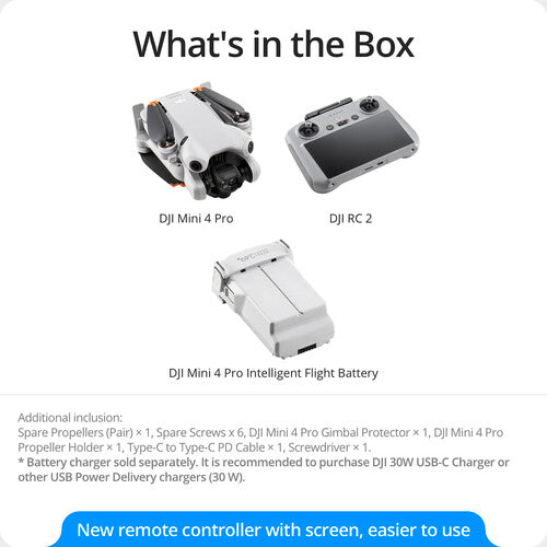 DJI Mini 4 Pro Drone with RC 2 Controller - 4K Camera, 34 Mins Flight Time, Under 249g, Foldable & Portable for Travel, Aerial Photography, and Outdoor Adventures