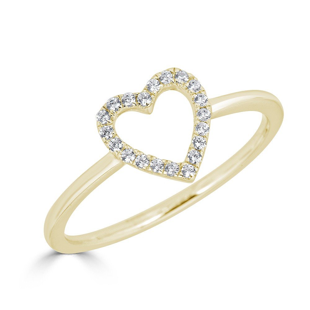 14KT Gold 1/10 CTW Diamond Open Heart Ring for Women - Elegant Valentine's Day Gift, Anniversary Jewelry & Everyday Luxury Accessory