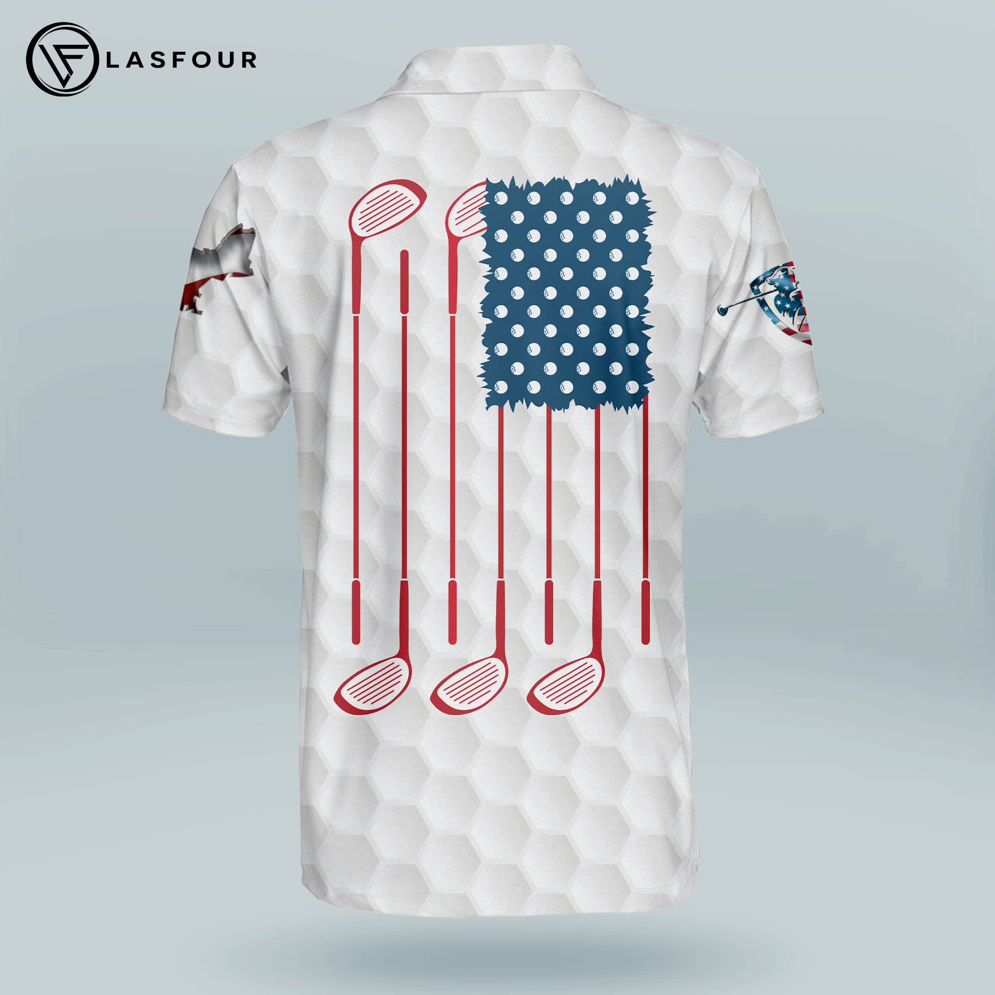 LASFOUR Patriotic Golf Polo Shirts for Men - American Flag Short Sleeve Performance Shirts for Dad & Grandpa - Perfect for Golfing, Father's Day Gifts & 4th of July Celebrations
