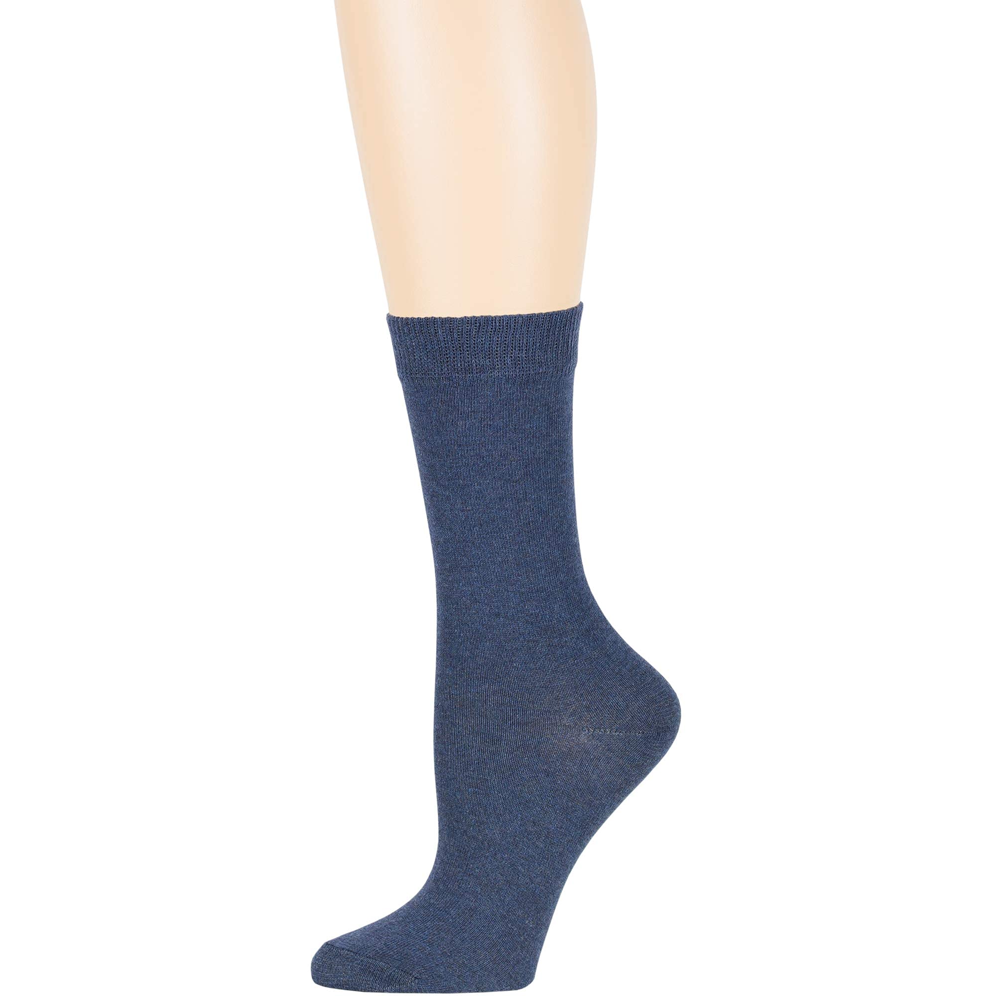 7BigStars Women's Cotton Dress Socks 4-Pack (L/M) - Soft Breathable Solid Color Crew Socks in Black, Brown, Blue, Grey, Beige, Khaki & Olive Green - Perfect for Office, Casual Wear & Everyday Comfort