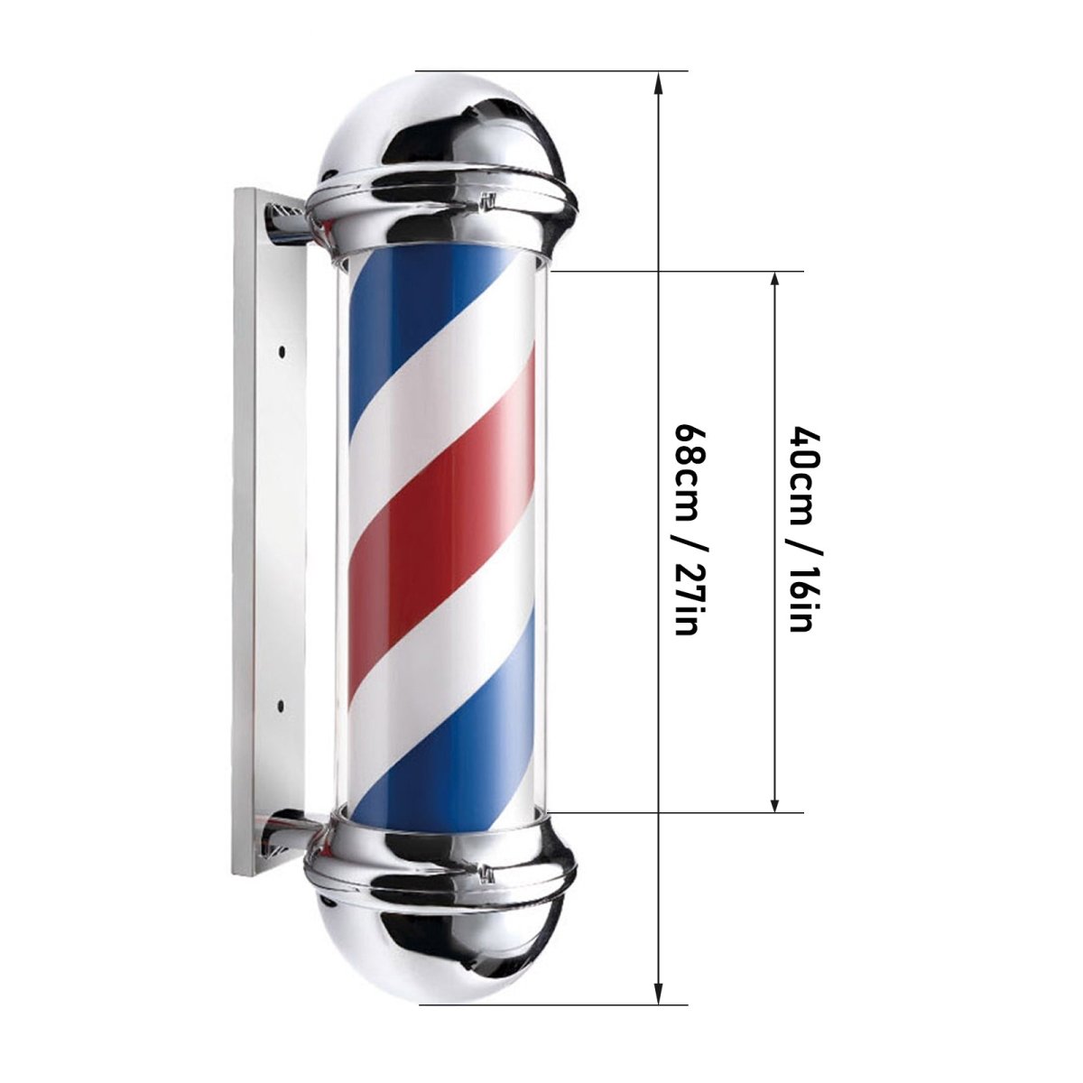 LED Blue Red Stripes Rotating Barber Shop Pole 27.6in - Professional Hair Salon Decor - Perfect for Barber Shops, Salons, and Retro Themed Decorations