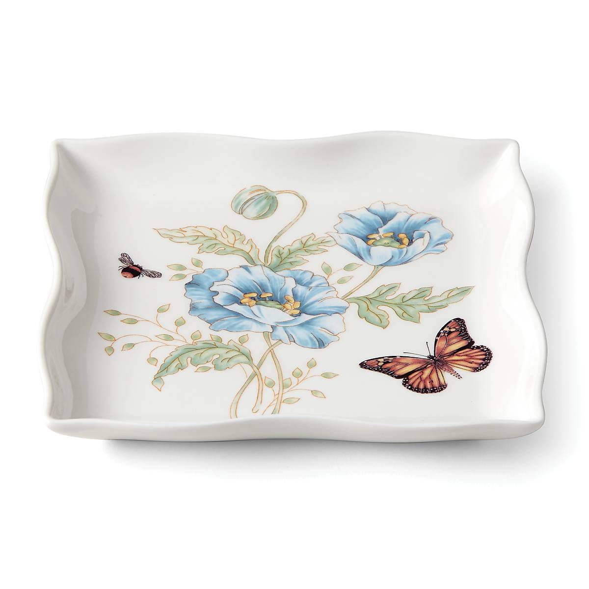 Butterfly Meadow Square Dish - Elegant Ceramic Serving Plate for Desserts, Appetizers & Snacks | Perfect for Parties, Tea Time & Home Decor