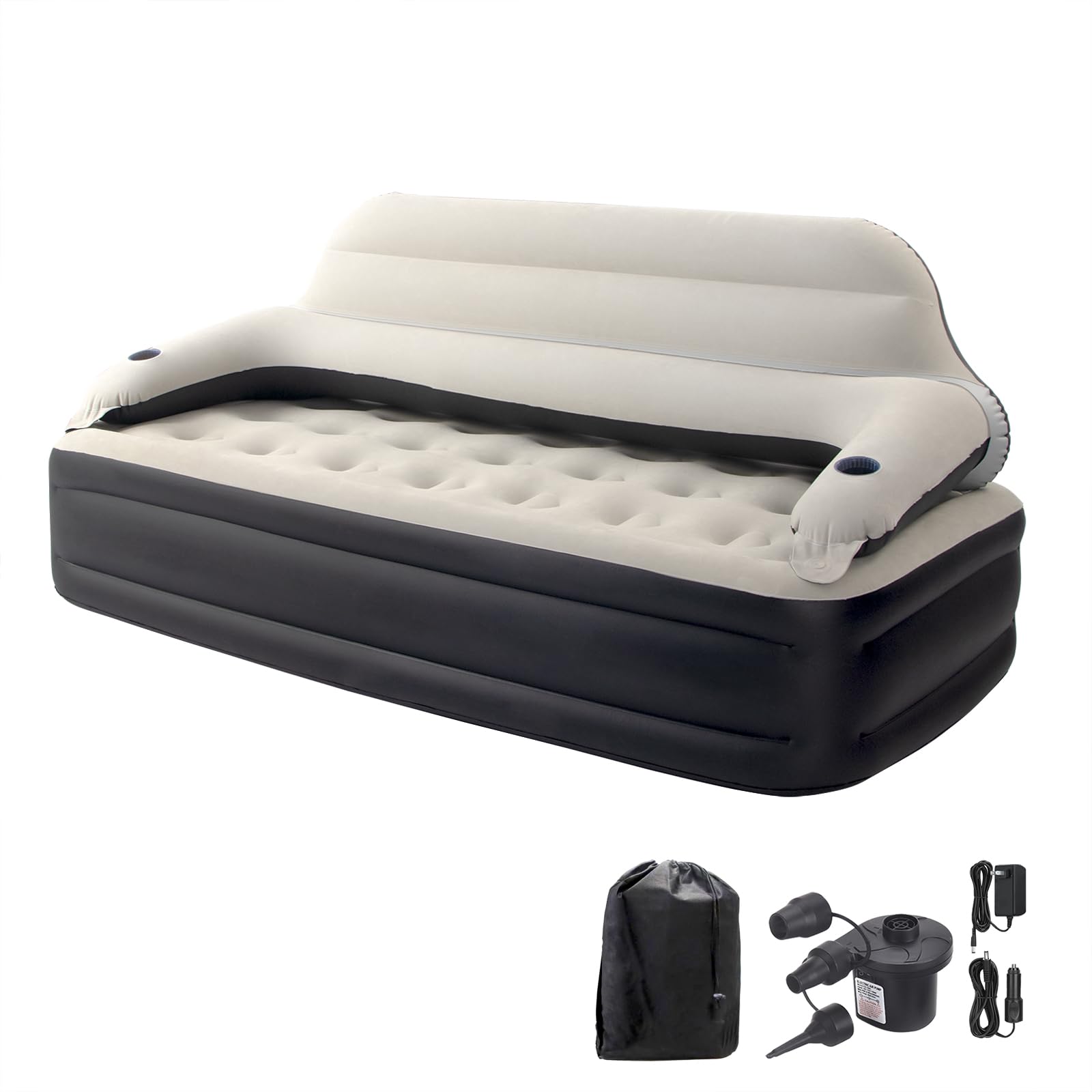 DIMAR GARDEN Inflatable Air Mattress with Built-in Pump & Adjustable Backrest - Portable Camping Bed for Outdoor, Travel & Guest Use